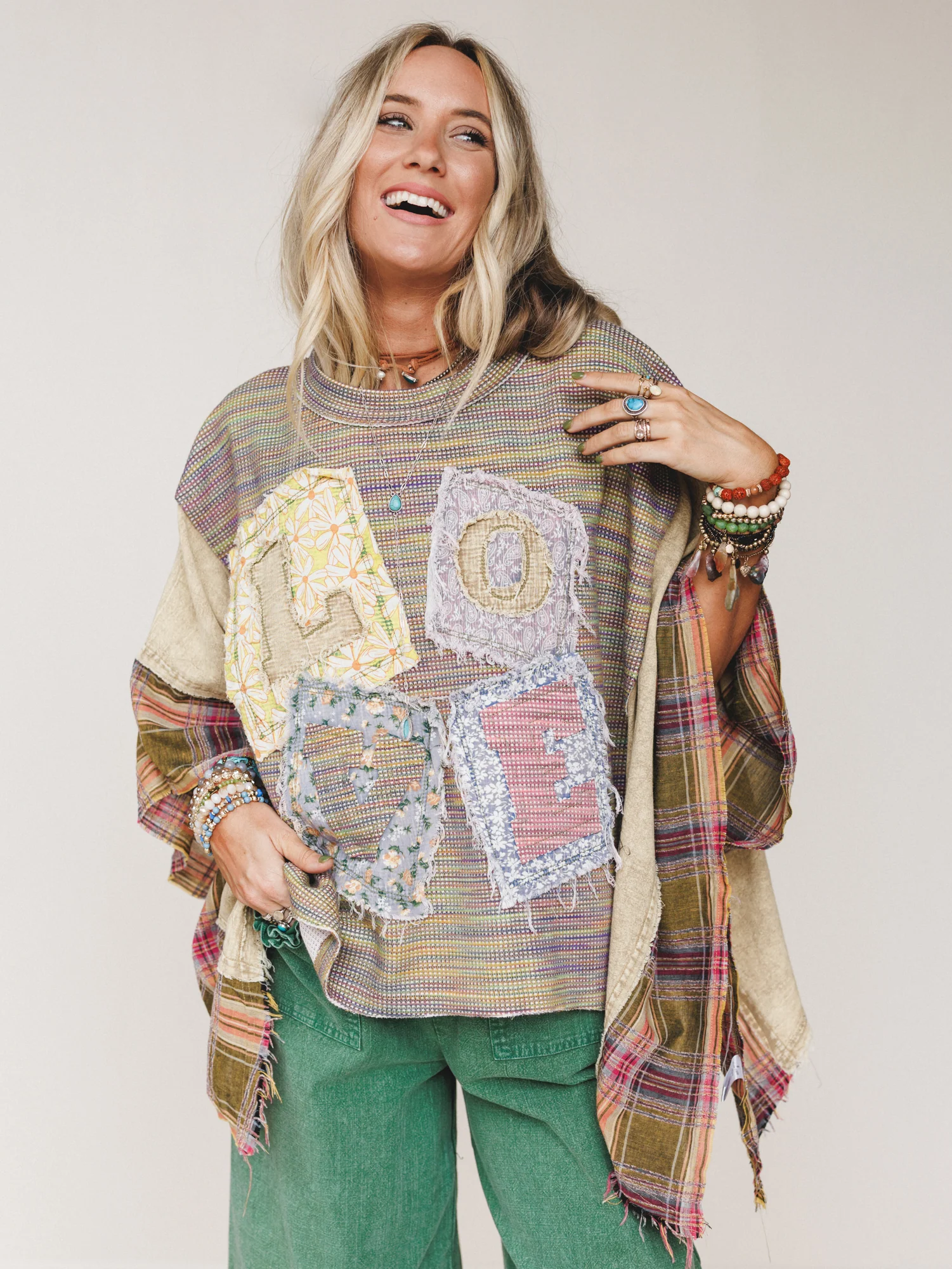 Soft Heart Patchwork Top - Olive