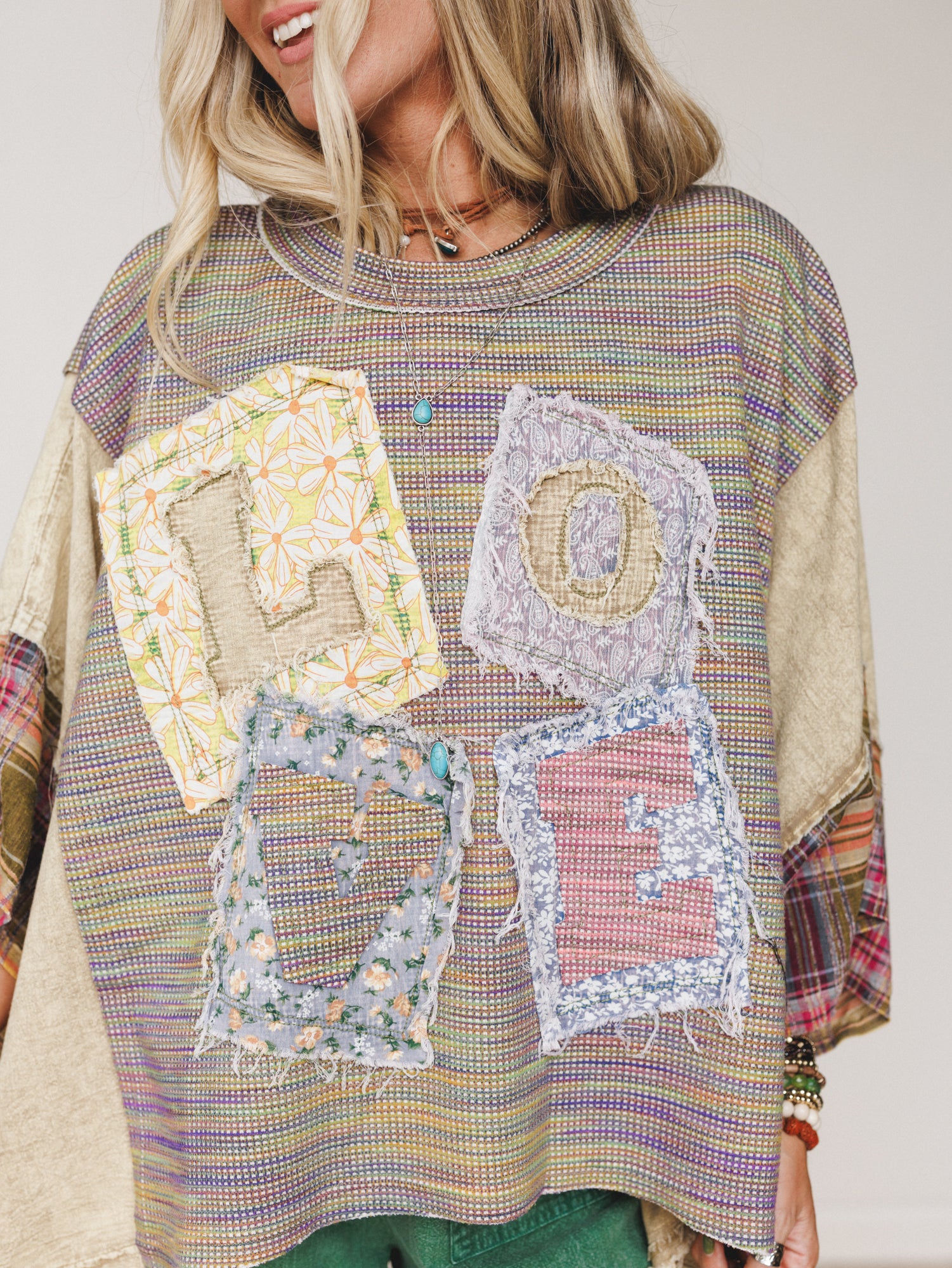 Soft Heart Patchwork Top - Olive - Image 3
