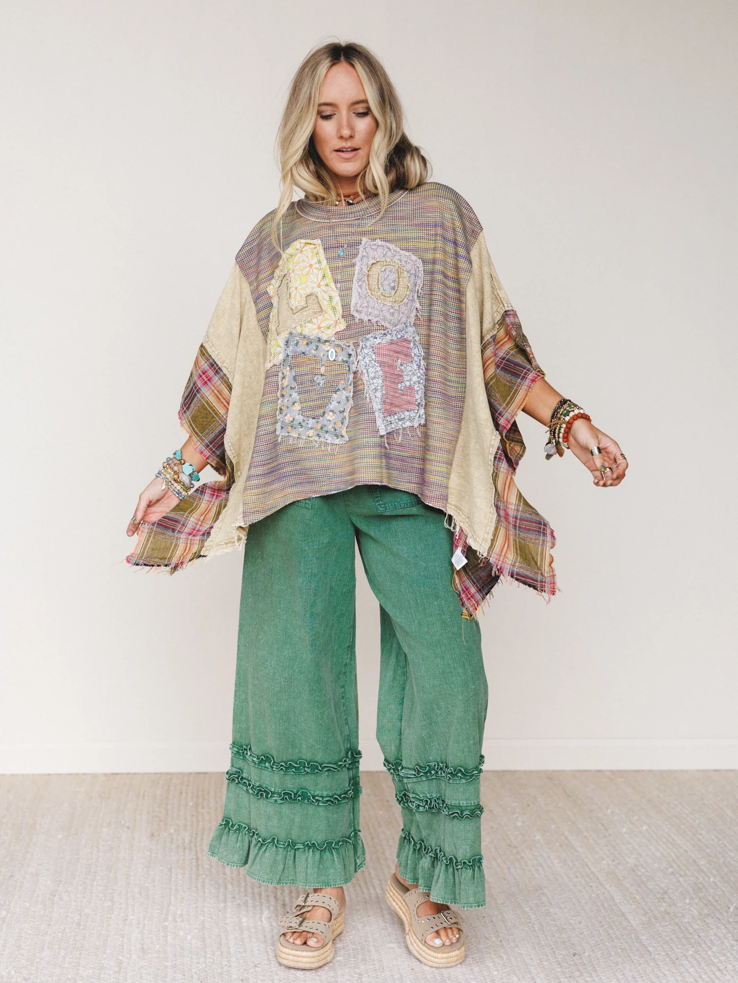 Soft Heart Patchwork Top - Olive - Image 4