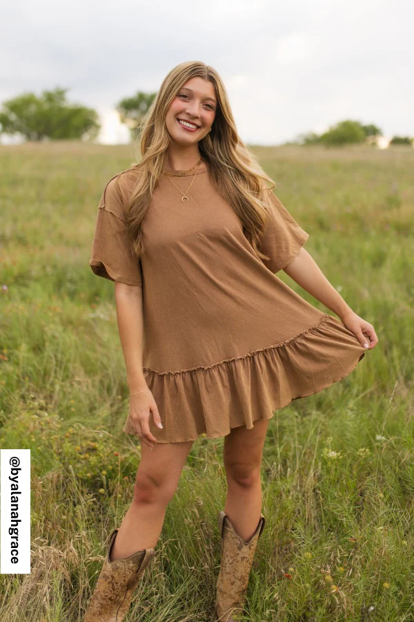 Soft Horizon Ruffled Hem Tunic - Clay