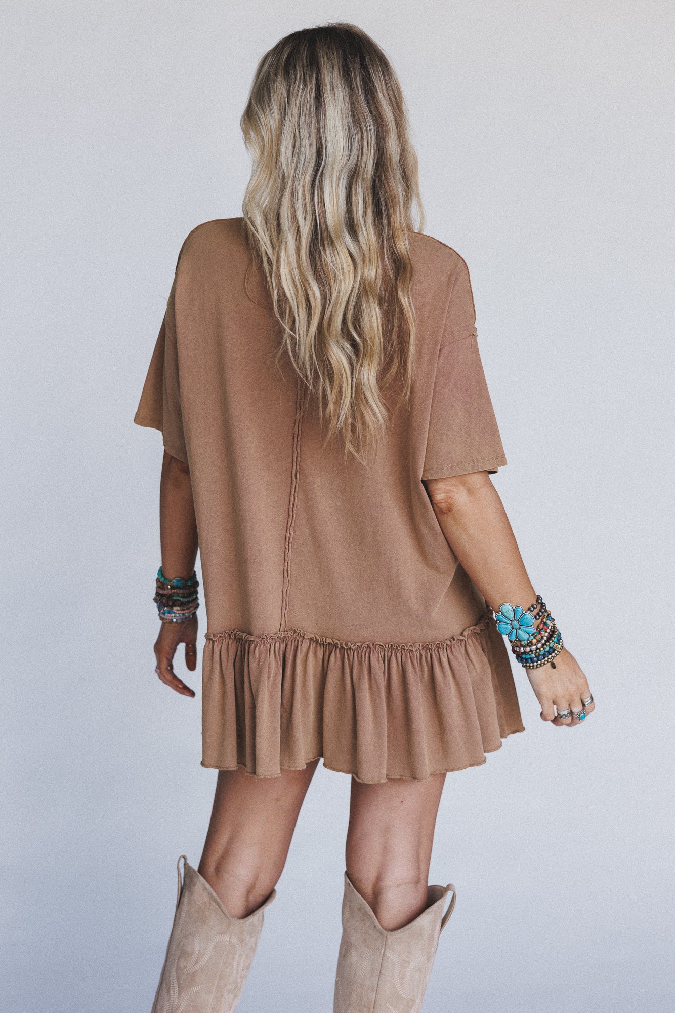 Soft Horizon Ruffled Hem Tunic - Clay - Image 3