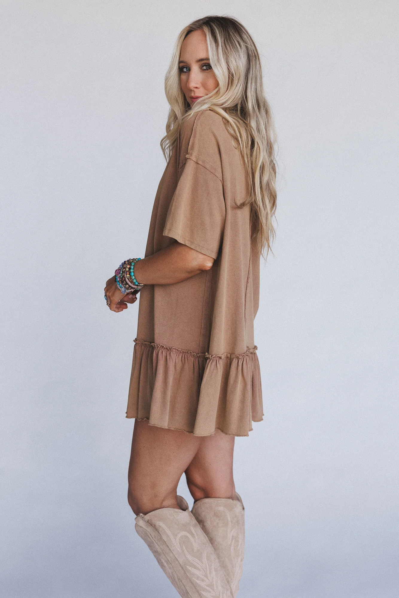 Soft Horizon Ruffled Hem Tunic - Clay - Image 6