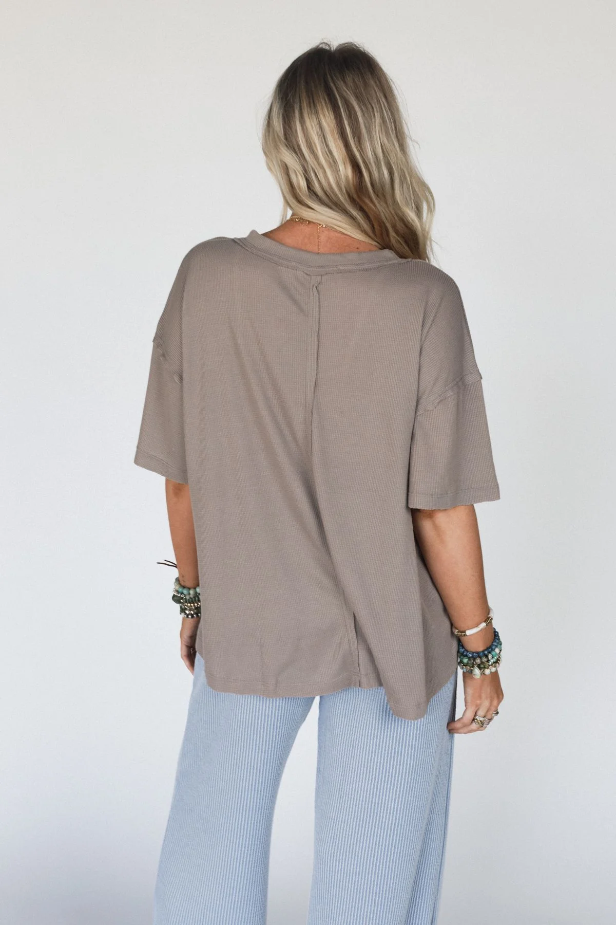 The Nest Soft Plume Henley Top - Mocha - Image 4