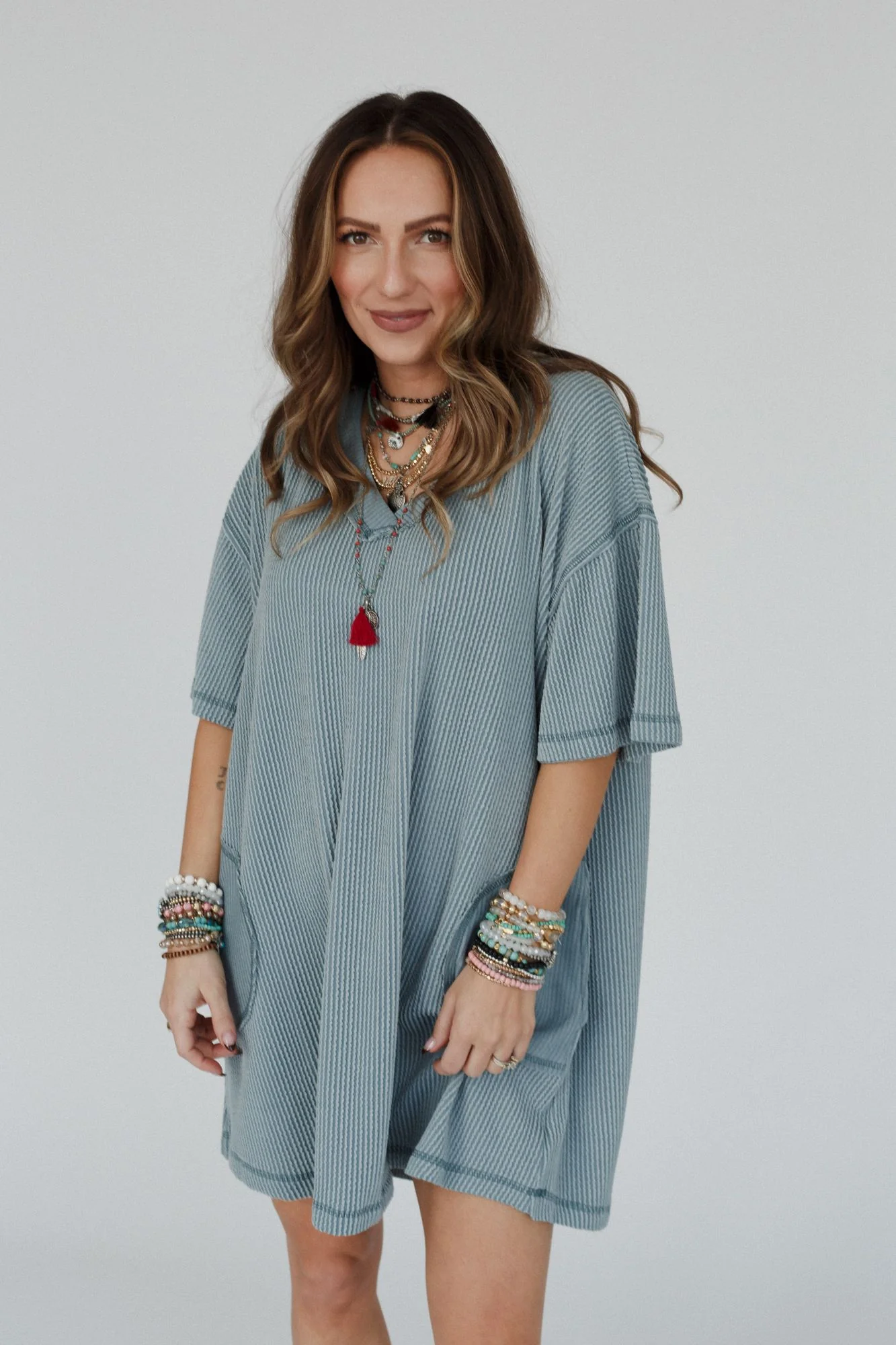 The Nest Soft Touch Tunic Dress - Seafoam - Image 2