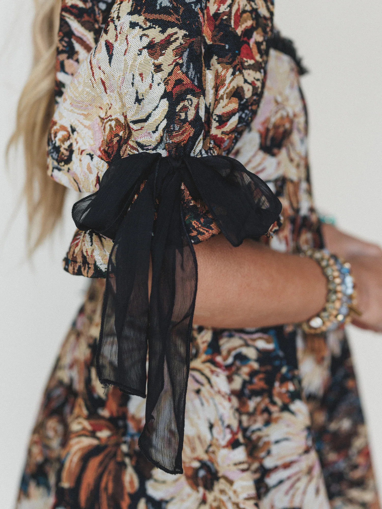 Softly Falling Floral Dress - Black - Image 3