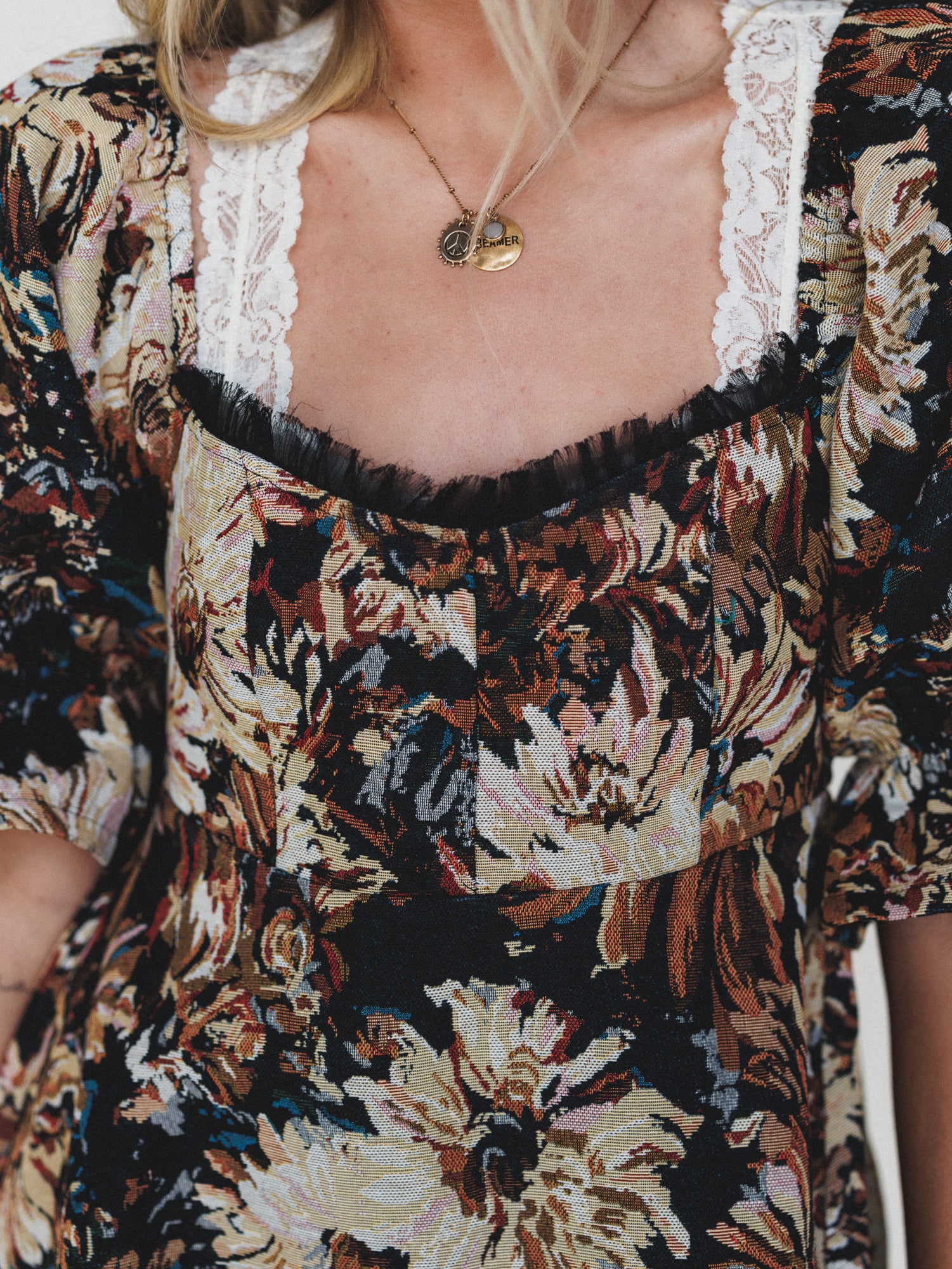 Softly Falling Floral Dress - Black - Image 7