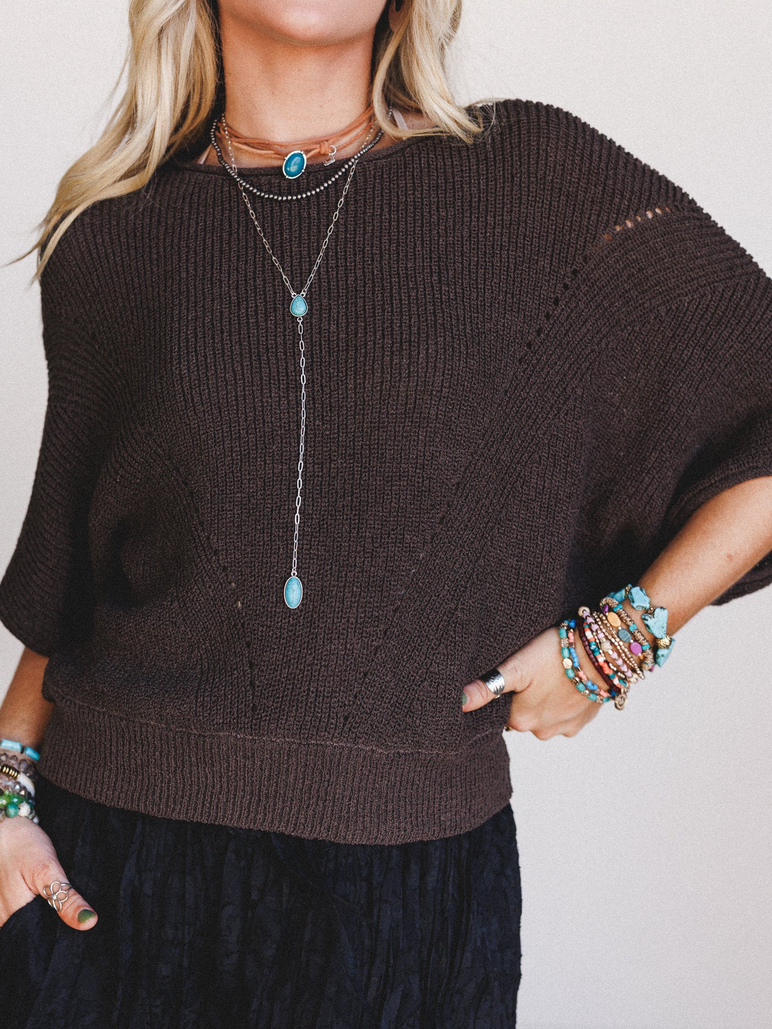 Somewhere Soft Sweater Top - Charcoal - Image 2