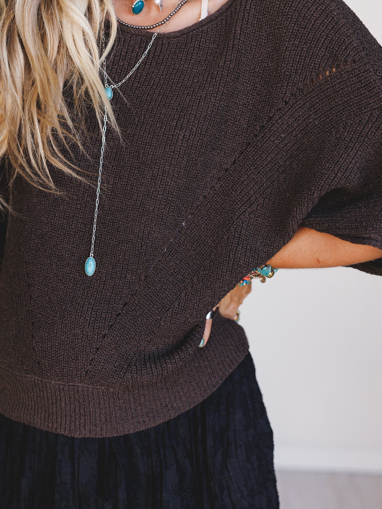 Somewhere Soft Sweater Top - Charcoal - Image 4