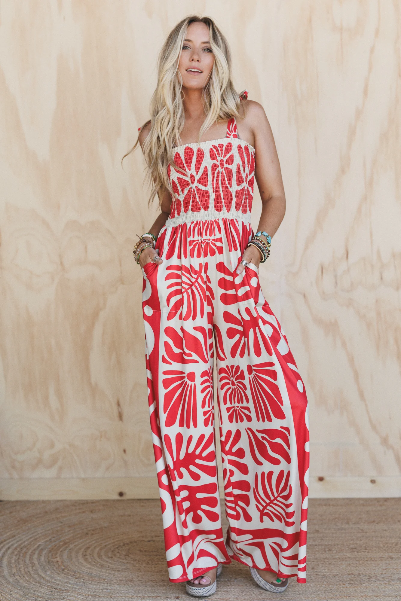 Soul Caravan Printed Jumpsuit - Red