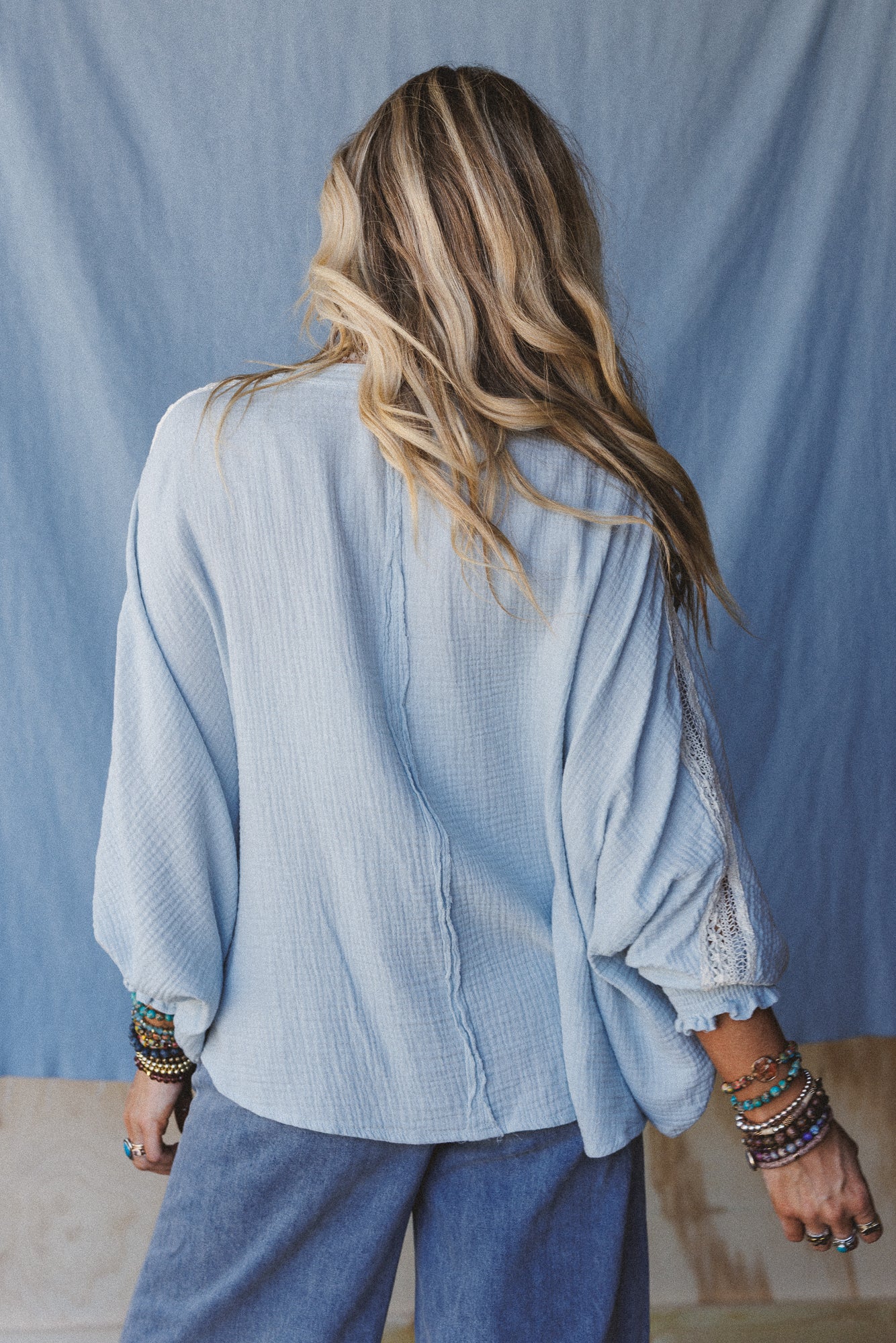 Soul Stir Crochet Trim Top - Blue - Image 5