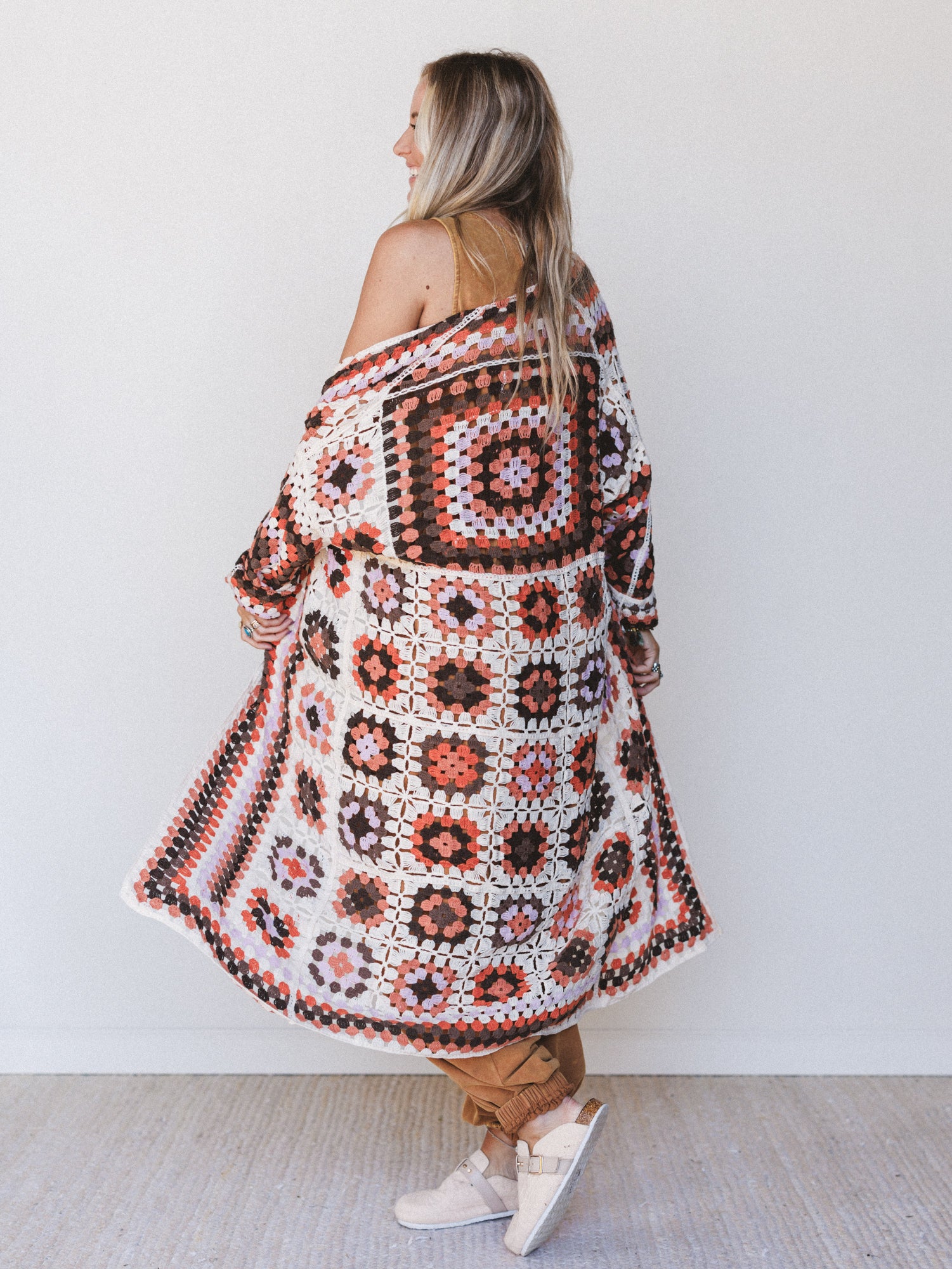 The Nest Soulful Wanderer Crochet Duster - Brown Multi - Image 4
