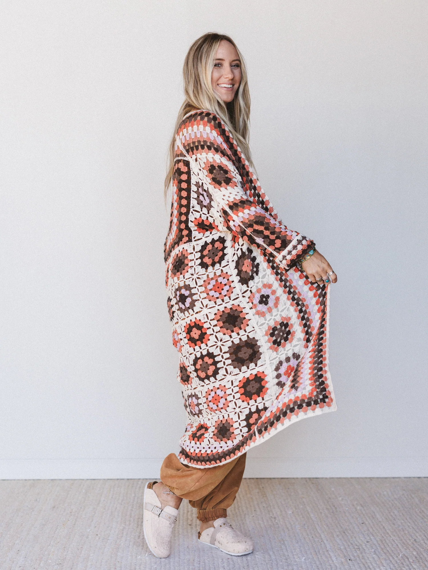 The Nest Soulful Wanderer Crochet Duster - Brown Multi - Image 5