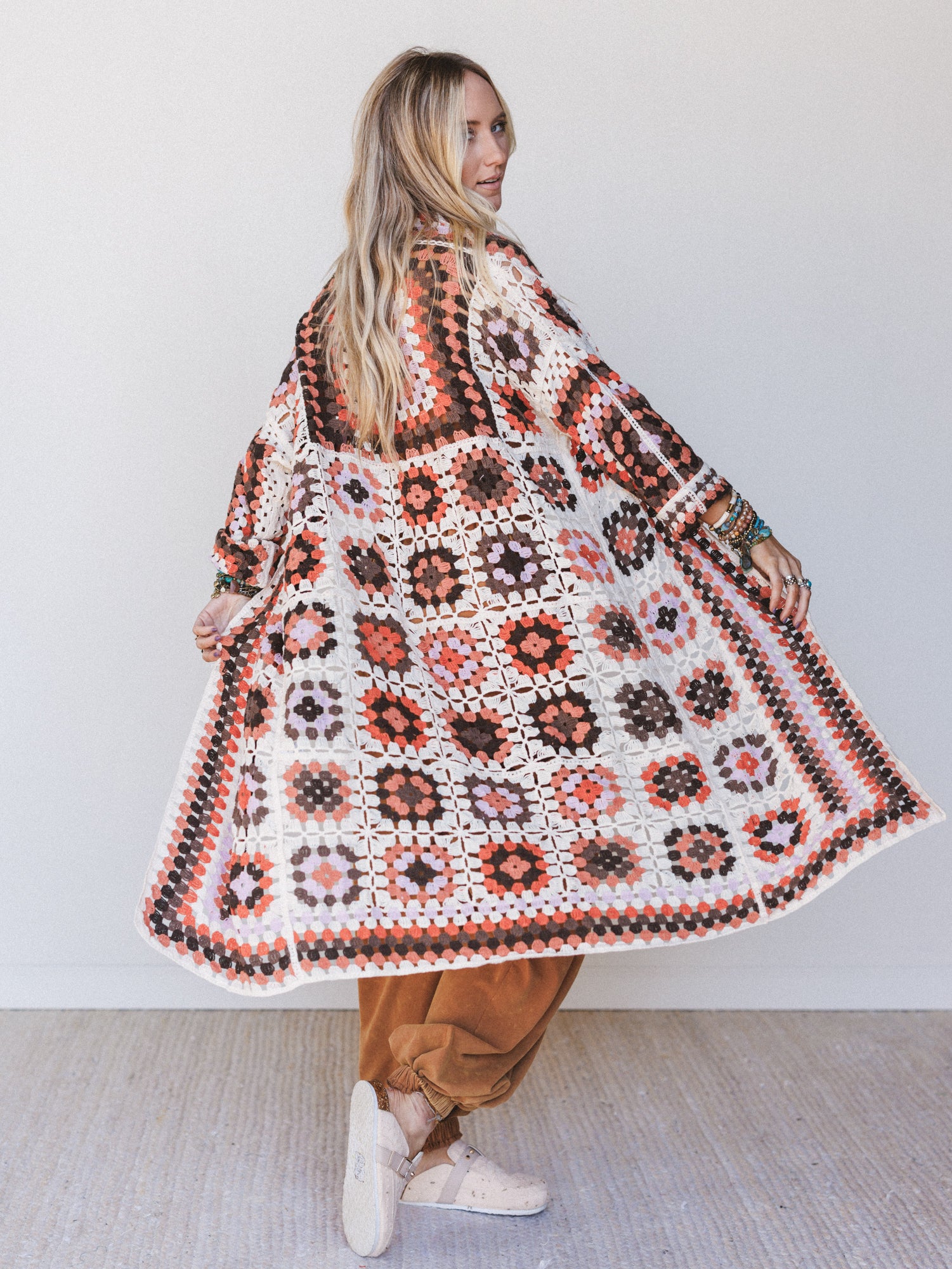 The Nest Soulful Wanderer Crochet Duster - Brown Multi - Image 6