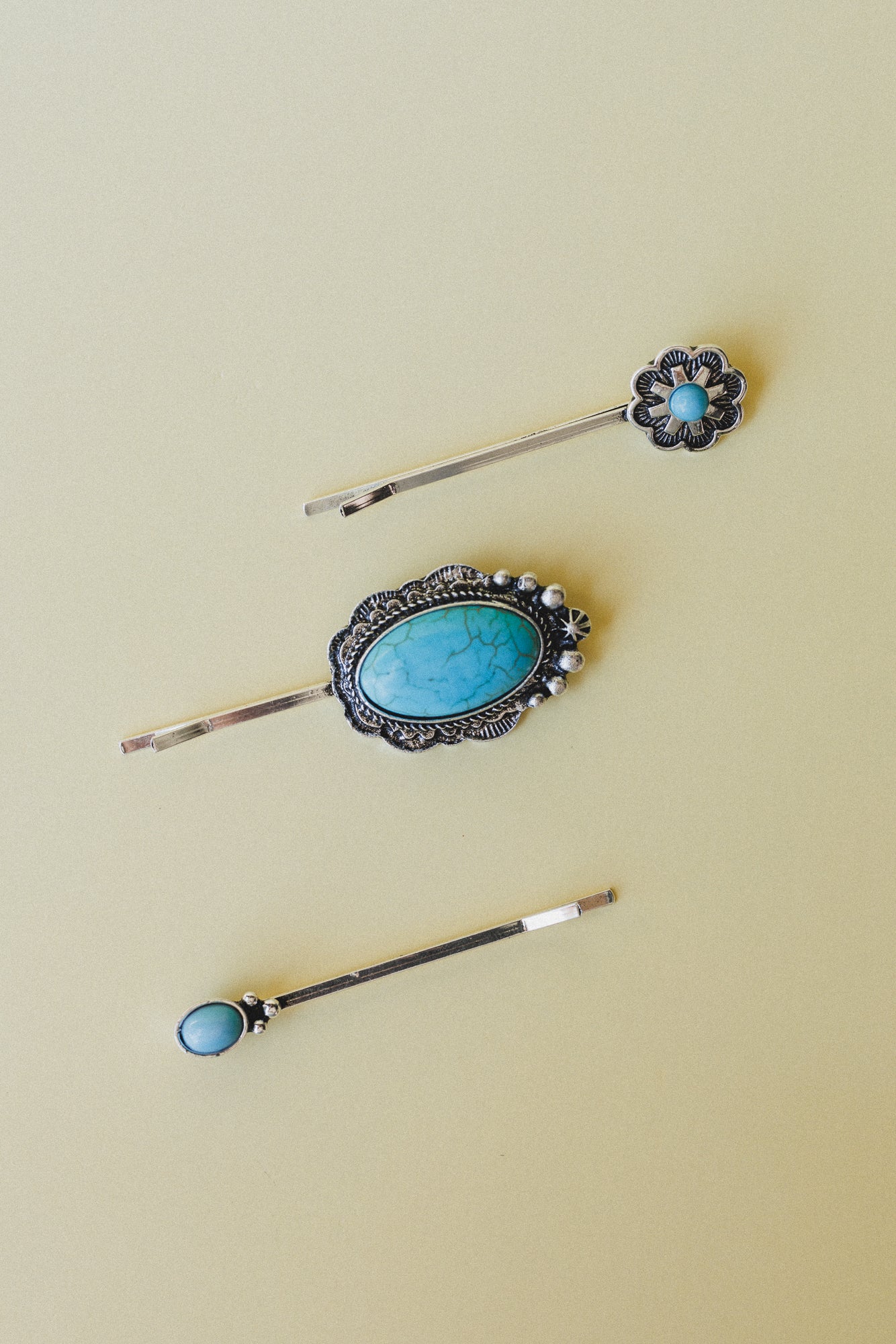 Southwestern Blooms Hair Pin Set - Turquoise - Image 2