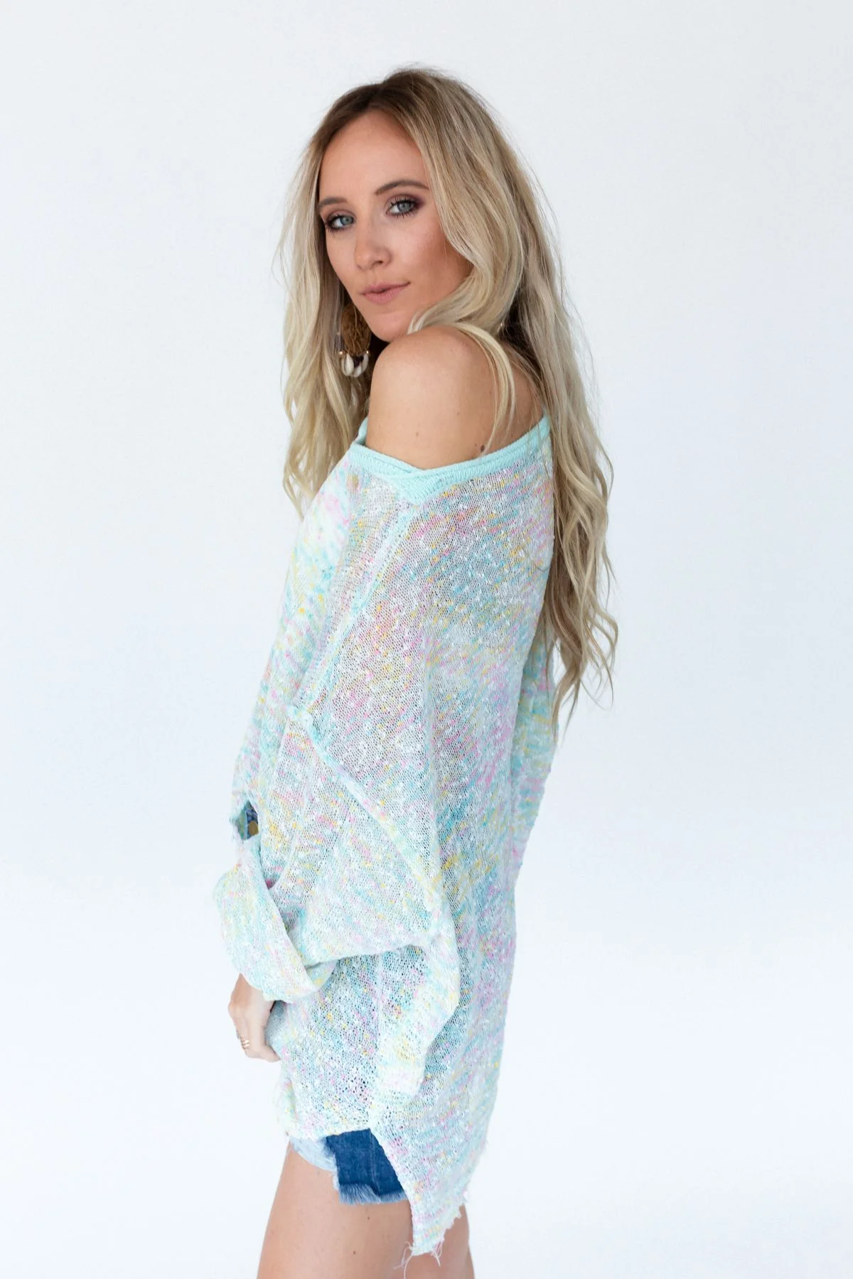 Speckled Beauty Pullover Sweater - Mint - Image 2