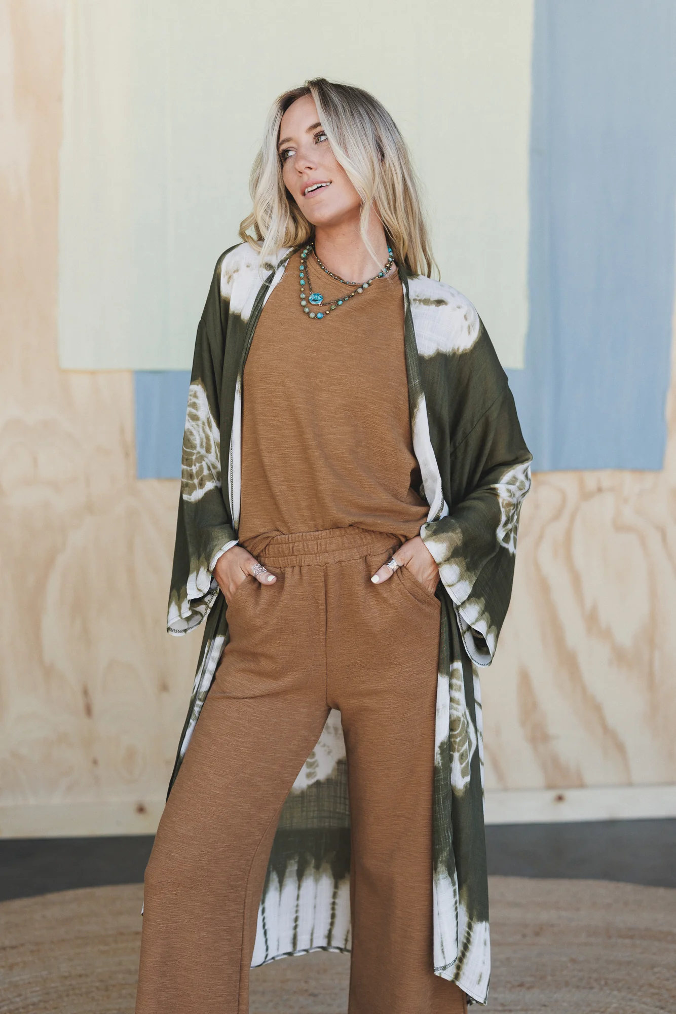 Spellbound Tie Dye Kimono - Olive - Image 3