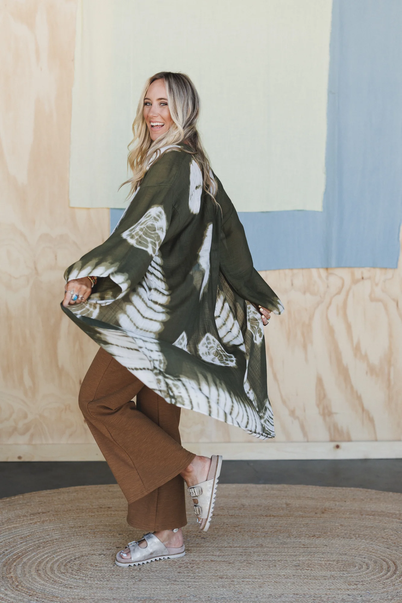 Spellbound Tie Dye Kimono - Olive - Image 5