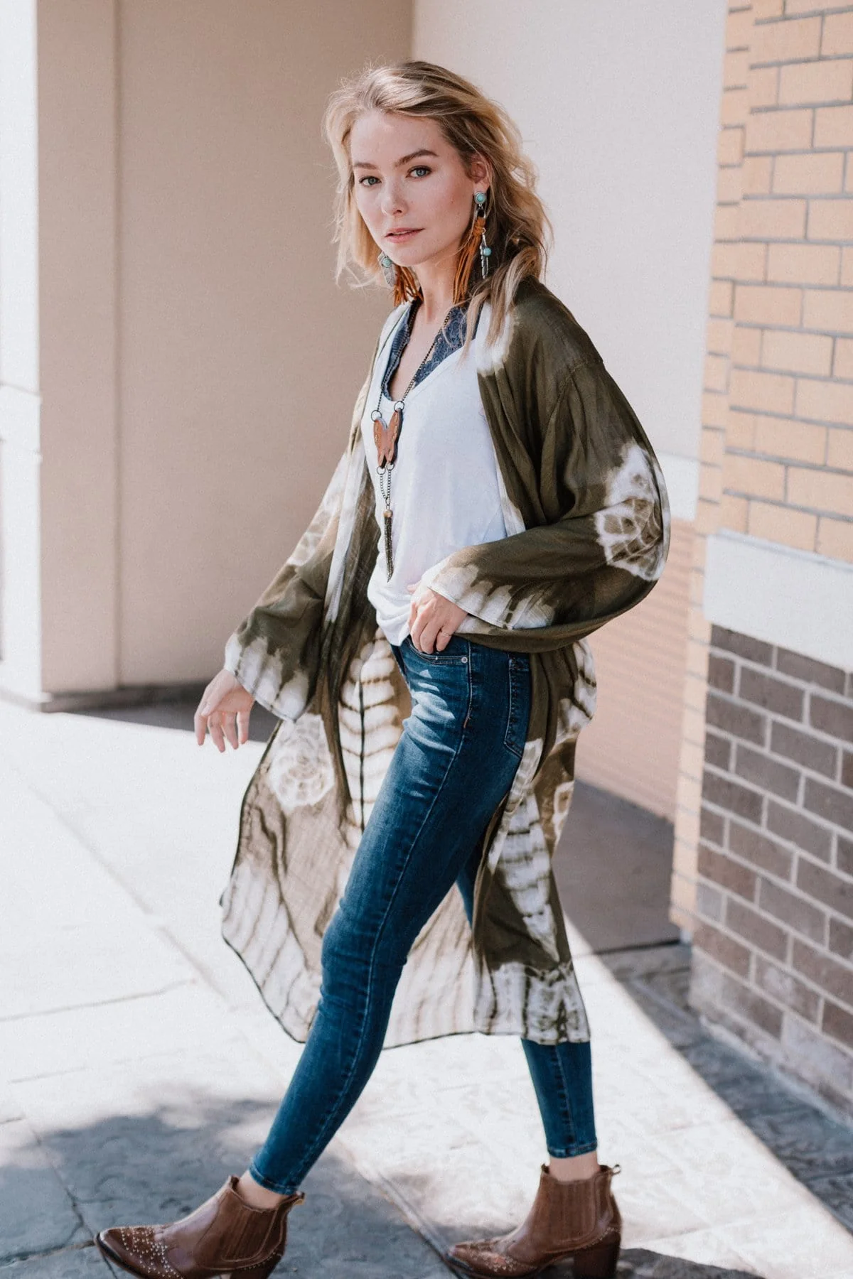 Spellbound Tie Dye Kimono - Olive - Image 6