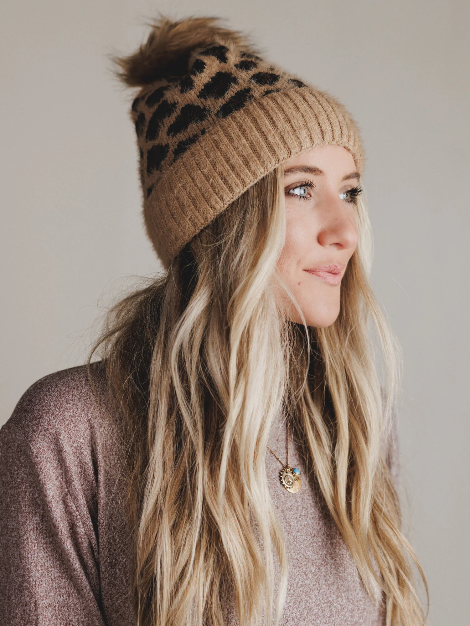 Spot On Leopard Print Beanie - Camel - Image 3