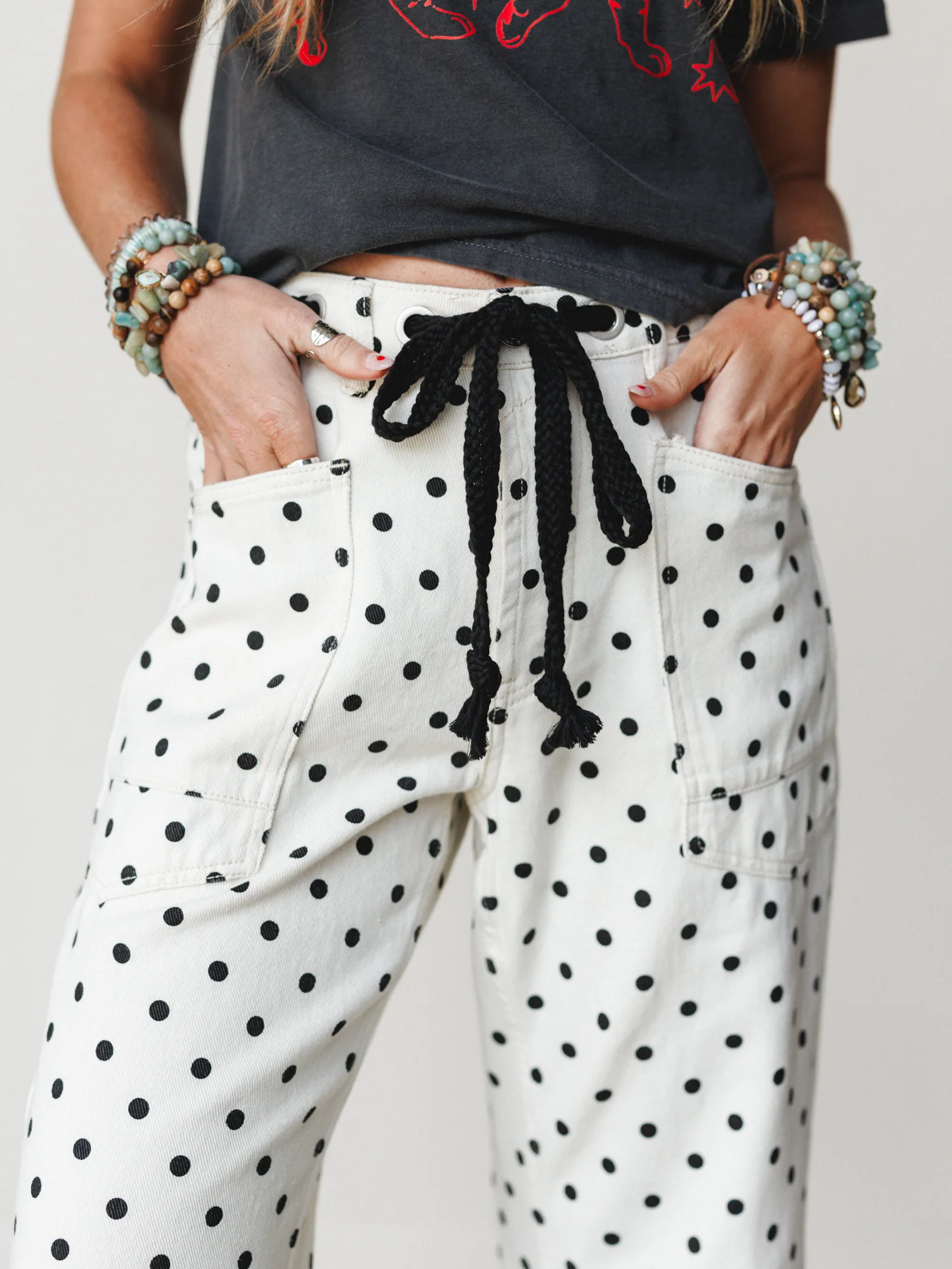 Spotted and Dotted Pants - Cream - Image 3