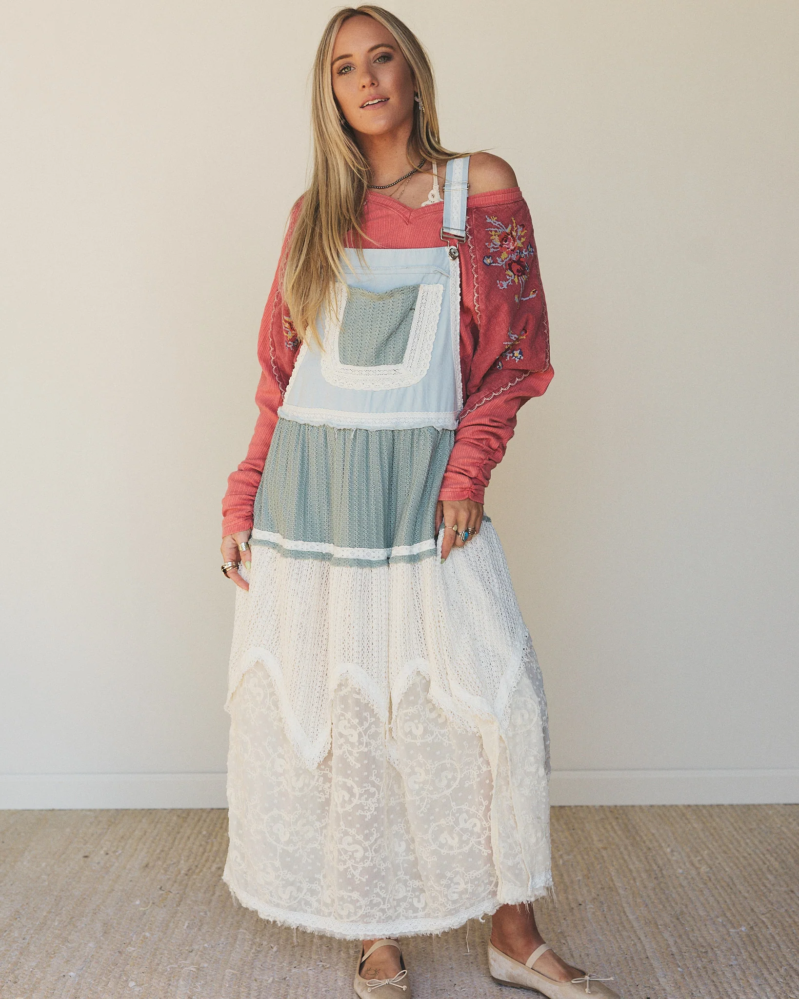 Spring And Lace Overall Dress - Blue - Image 6
