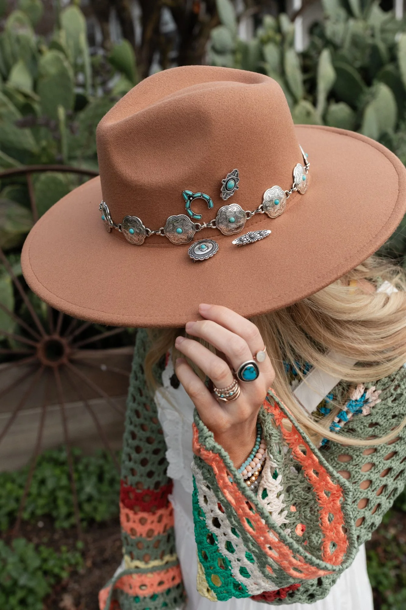 Squash Blossom Hat Pin Set - Turquoise - Image 3