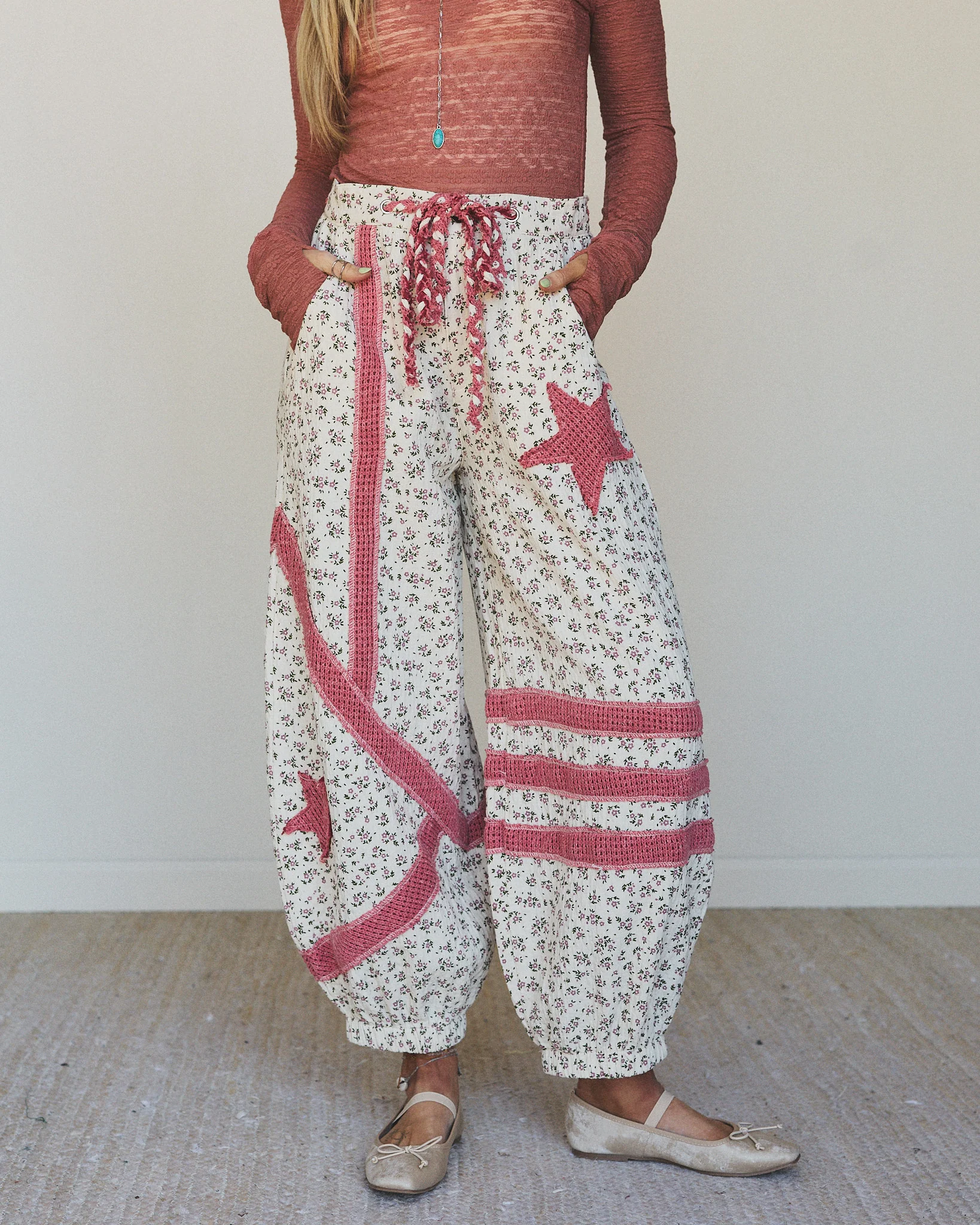 Star Child Pants - Ivory Hibiscus
