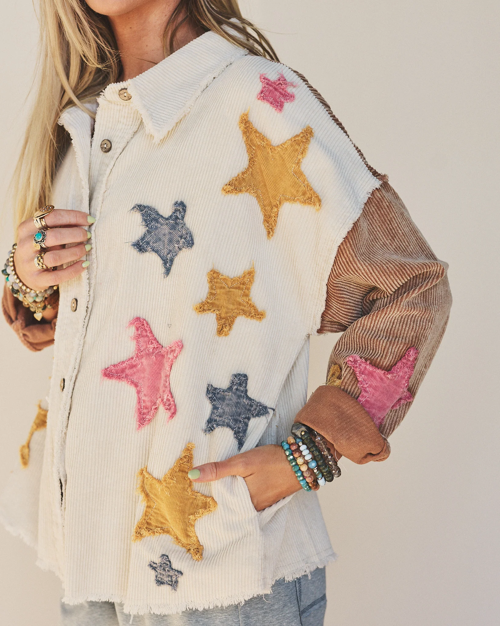 Star Glide Shacket - Cream - Image 3
