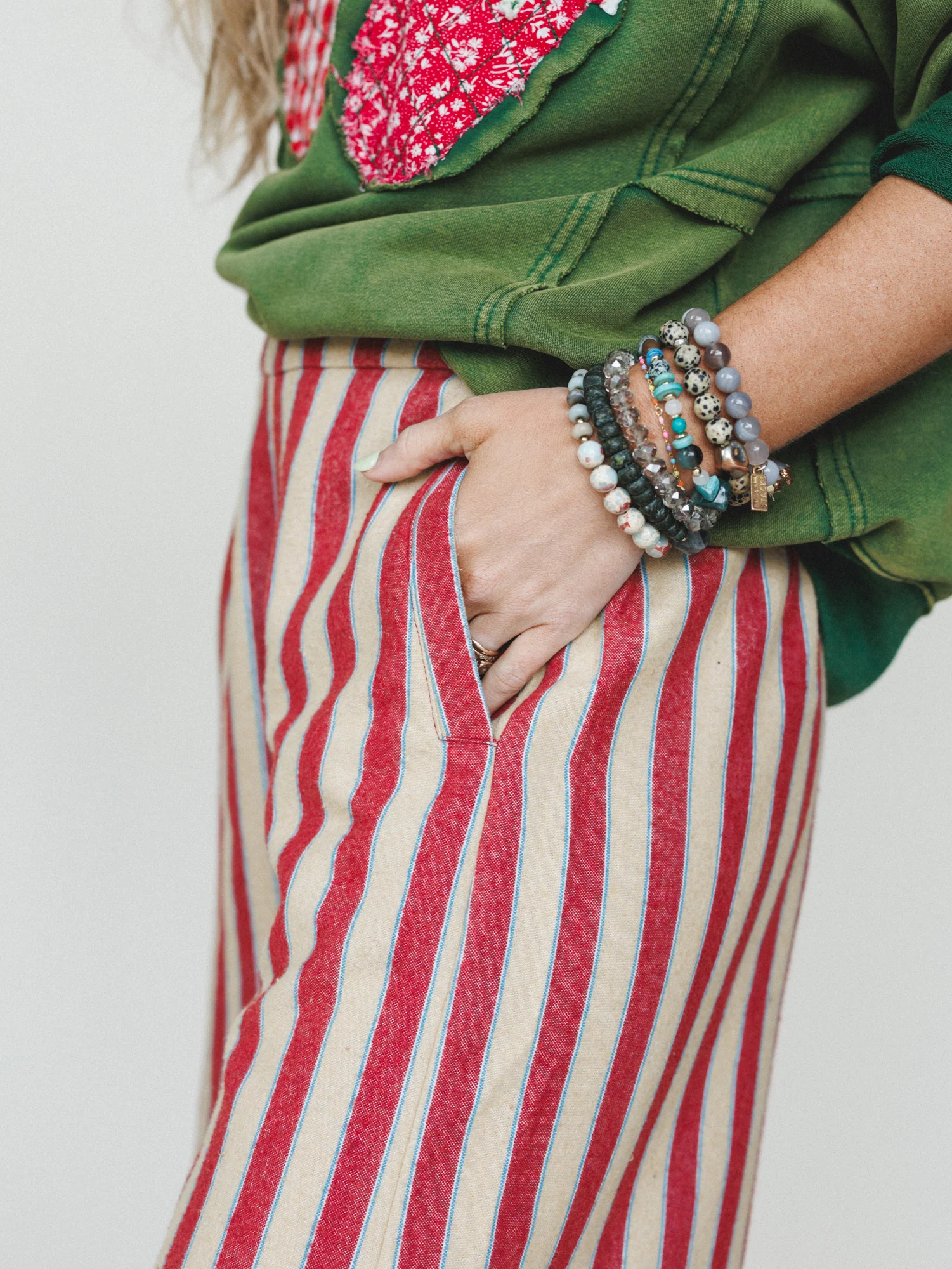Star of the Sun Striped Pants - Red - Image 3