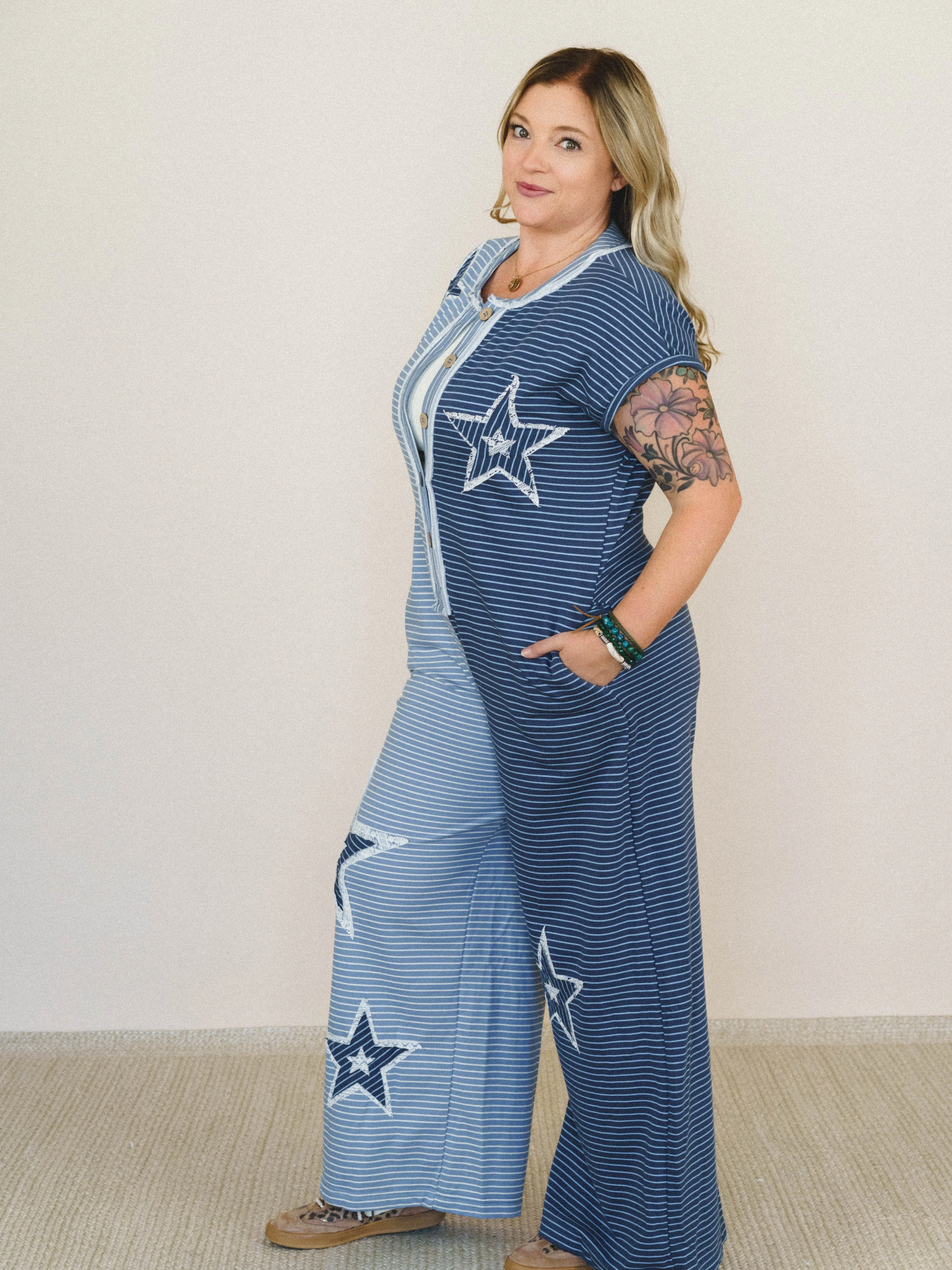 Star Walk Jumpsuit - Indigo Blue - Image 3