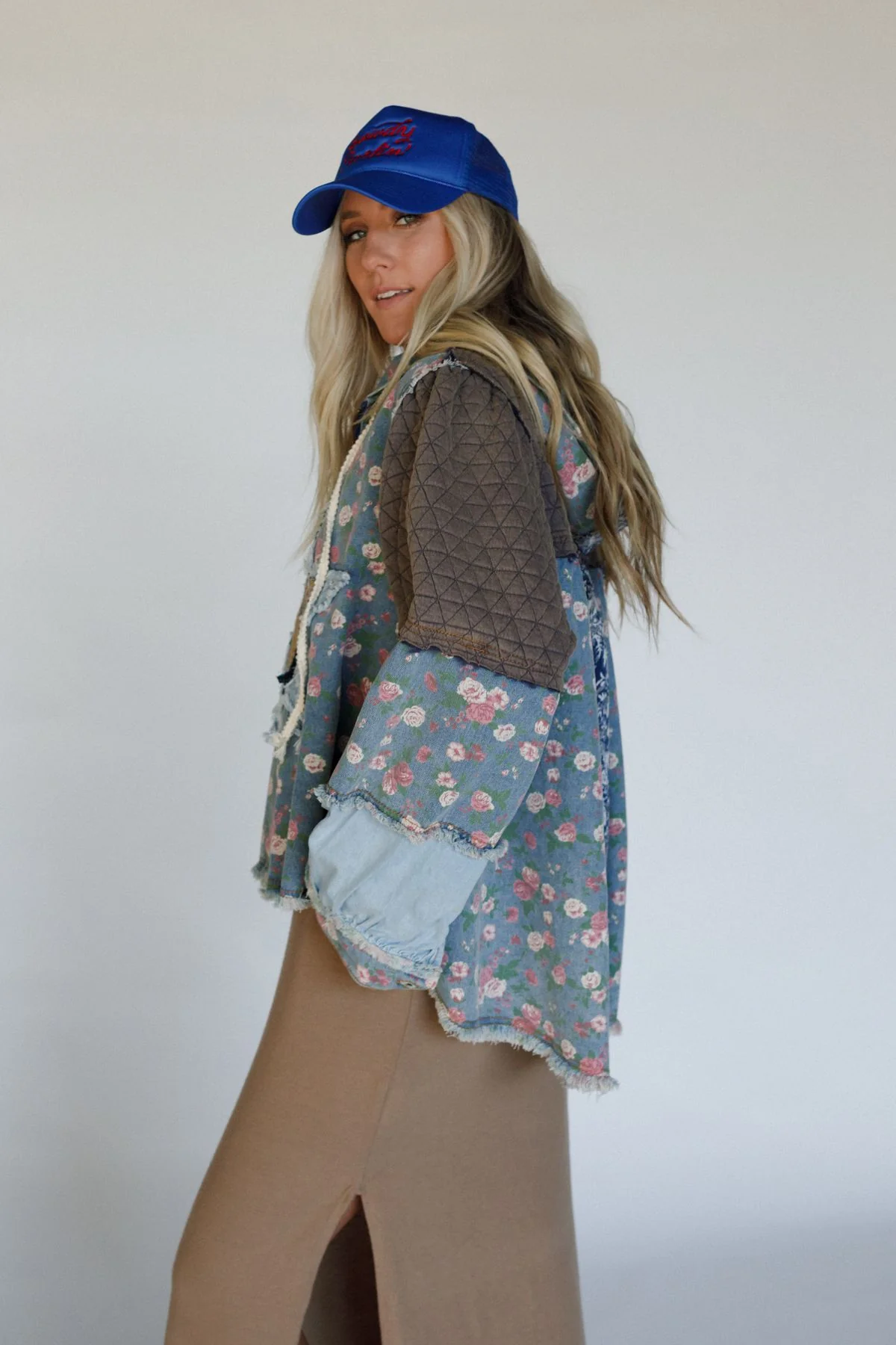 Starlit Petals Hoodie Jacket - Denim - Image 5