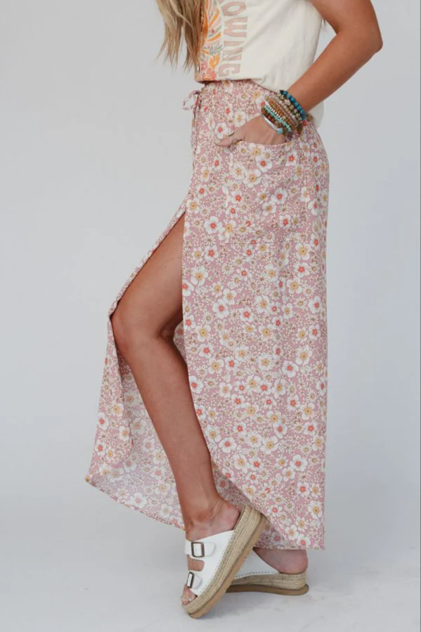 The Nest Stasia Printed Drawstring Tulip Pants - Rose - Image 4