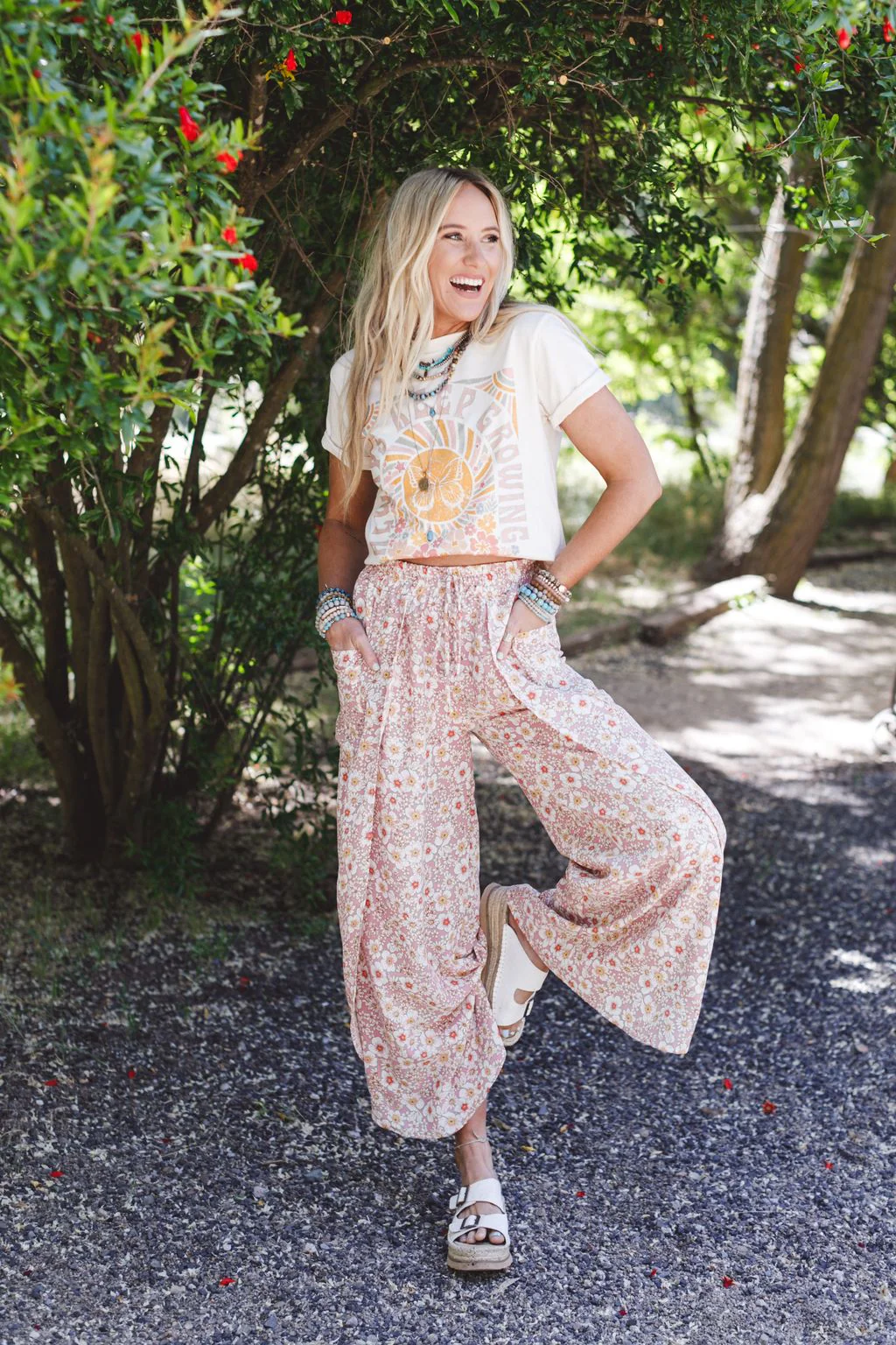 The Nest Stasia Printed Drawstring Tulip Pants - Rose - Image 7