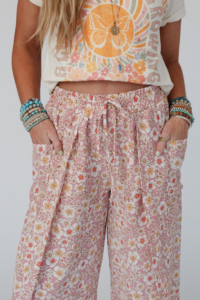 The Nest Stasia Printed Drawstring Tulip Pants - Rose - Image 5