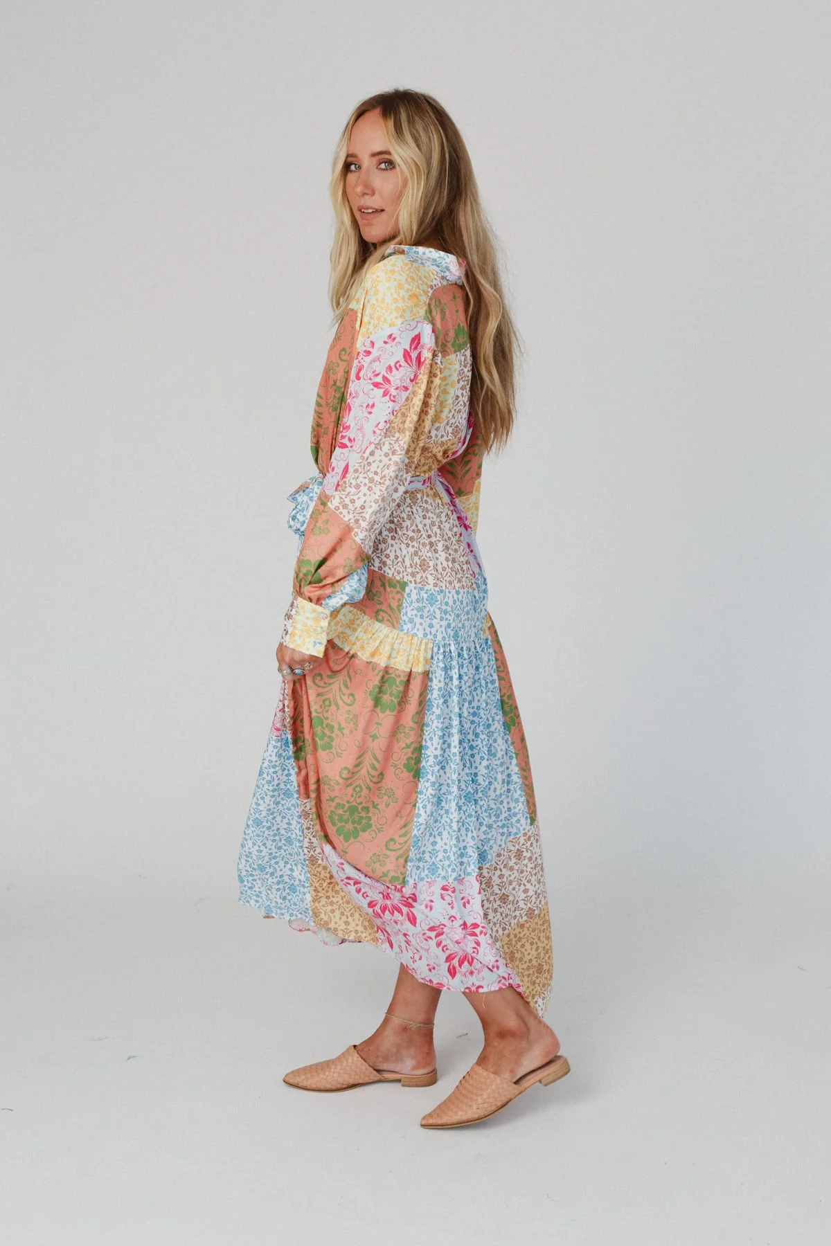 State Of Bliss Button Up Dress - Brown Multi - Image 4