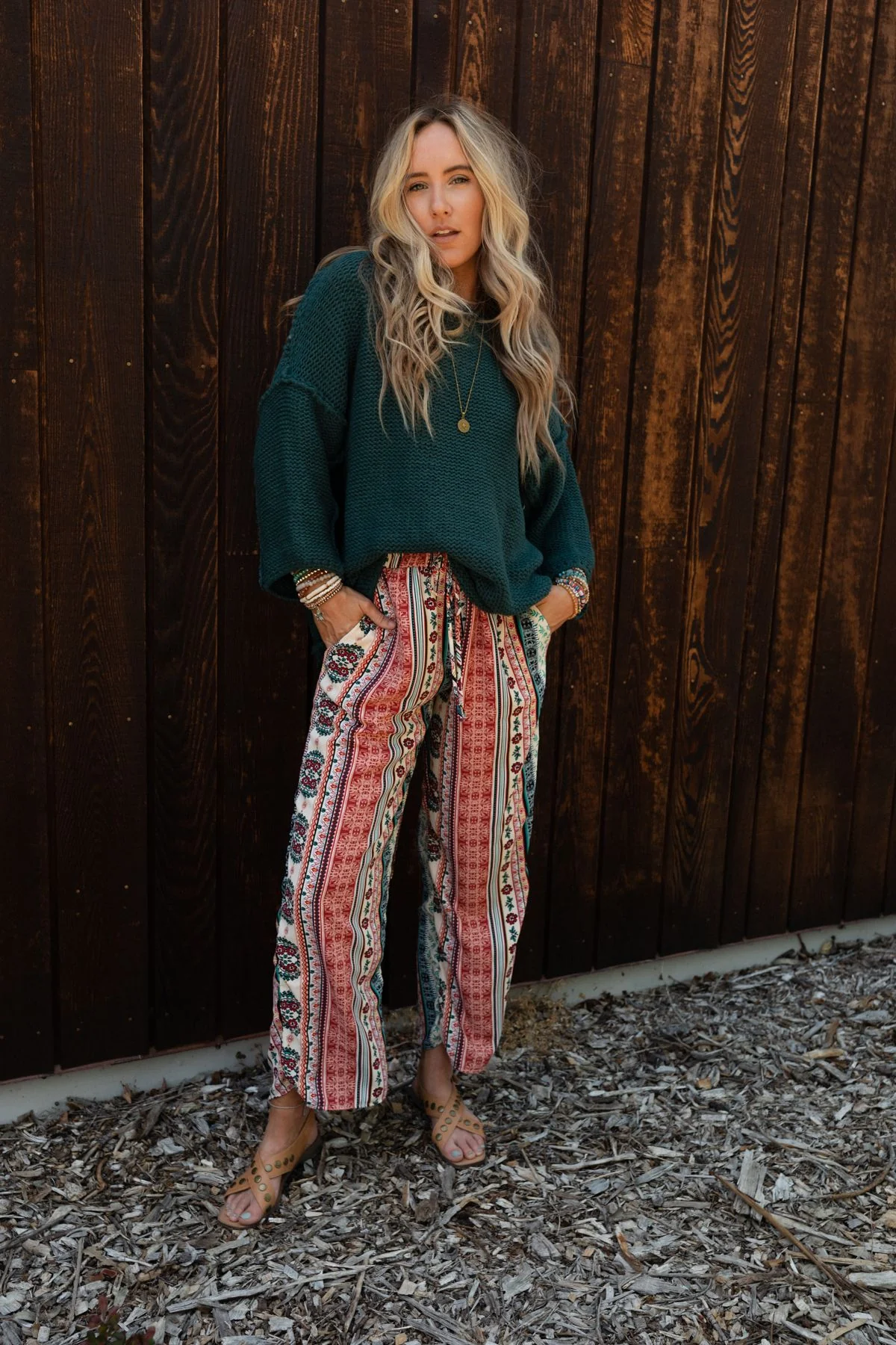 The Nest Staycation Wide Leg Drawstring Pant - Red Clay - Image 3