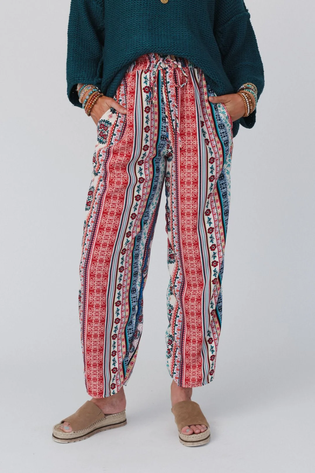 The Nest Staycation Wide Leg Drawstring Pant - Red Clay - Image 4