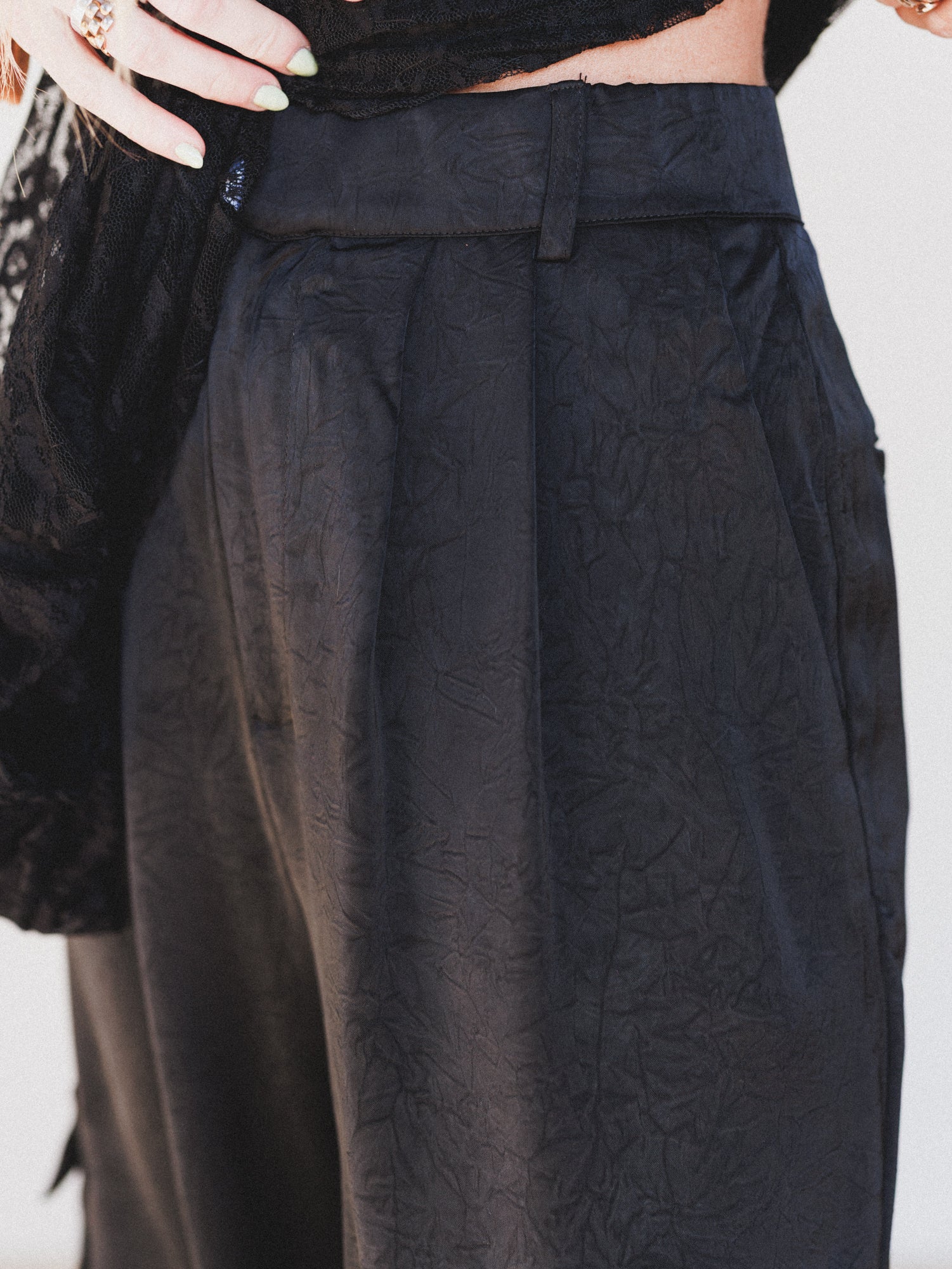 Stealing The Show Satin Pants - Black - Image 3