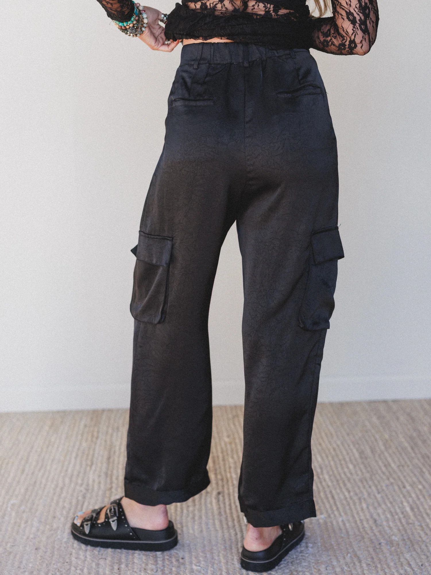 Stealing The Show Satin Pants - Black - Image 7