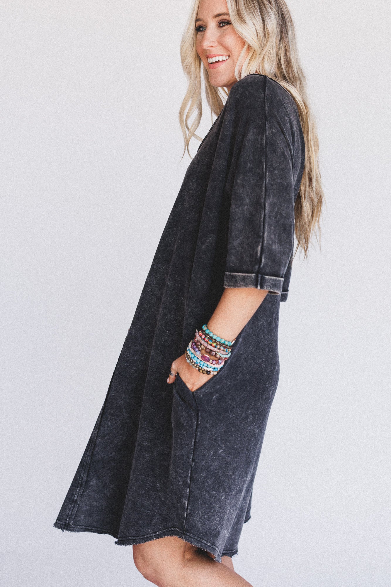 Stormy Skies Tee Dress - Black - Image 2