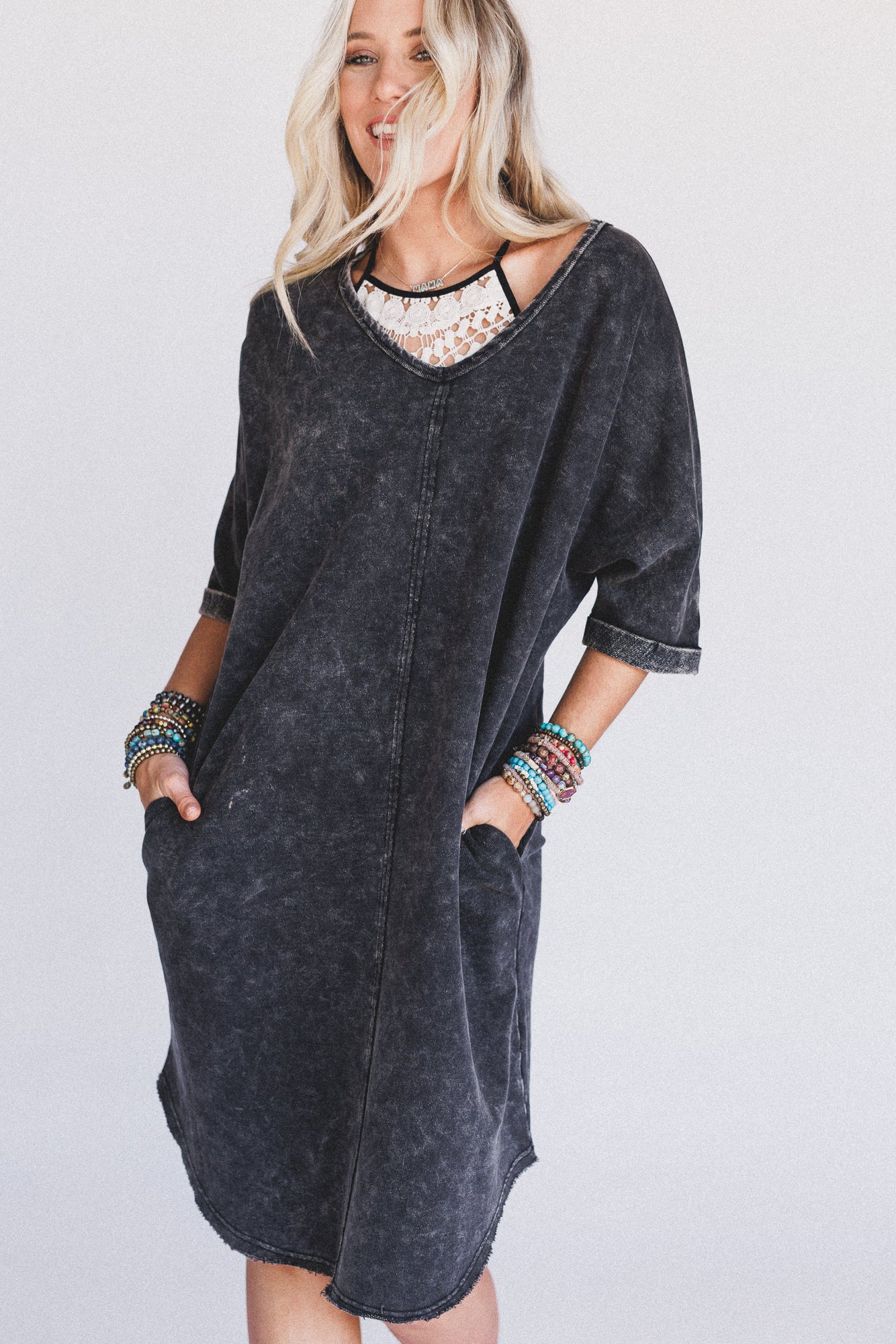 Stormy Skies Tee Dress - Black - Image 4