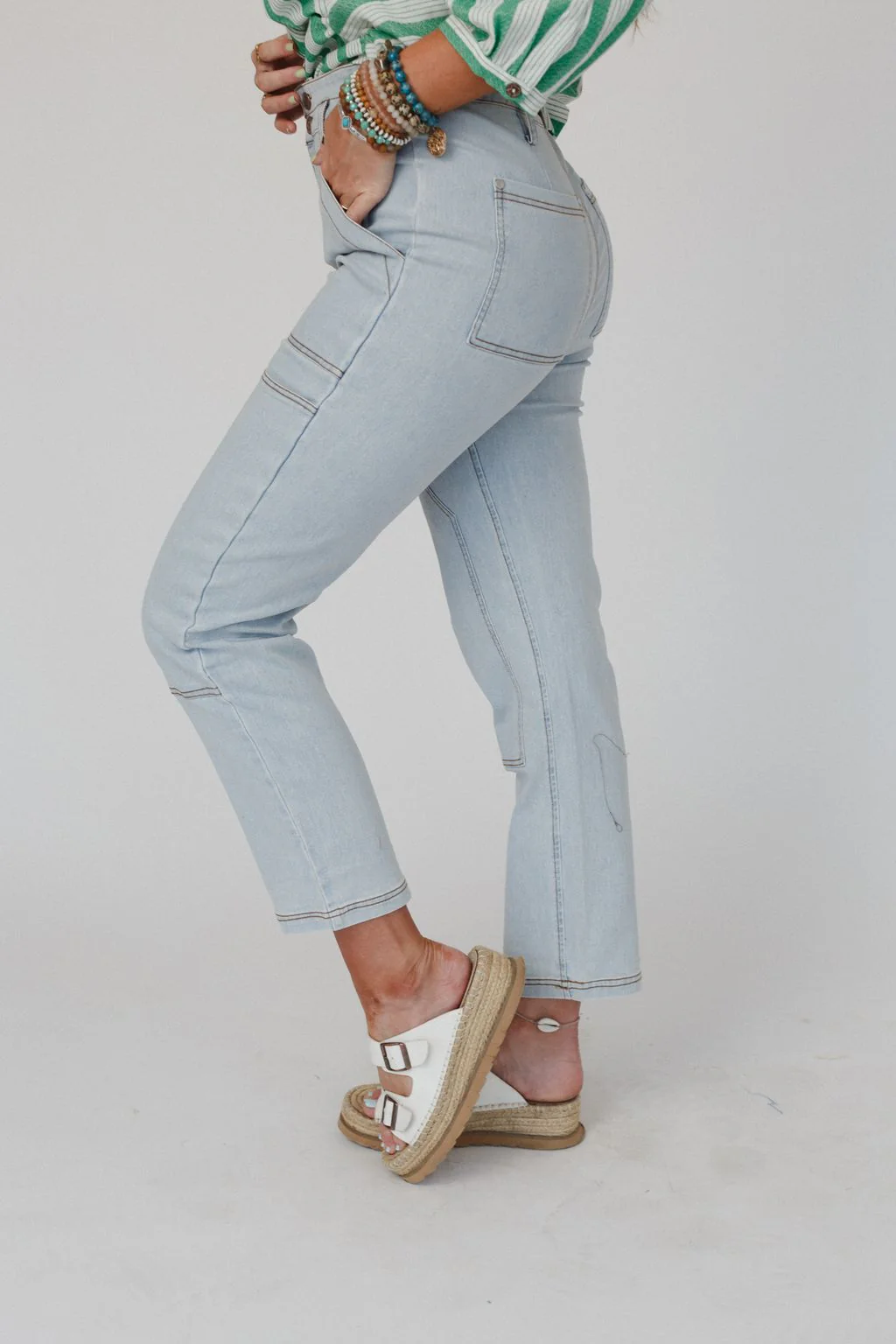 Straight Arrow Cargo Jeans - Light Wash - Image 2