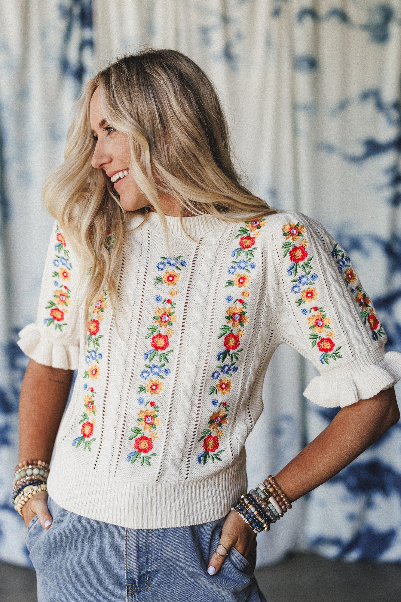 Sugar And Spice Embroidered Top - Cream