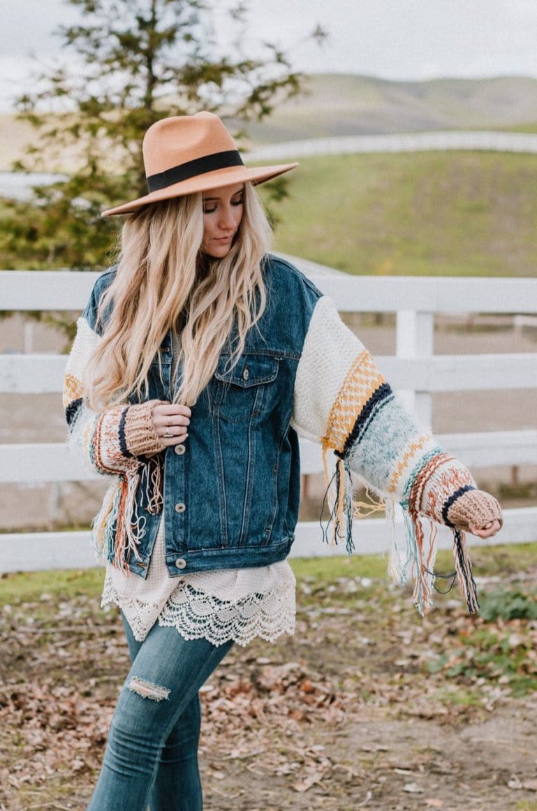 Sukie Sweater Denim Jacket - Blue - Image 2