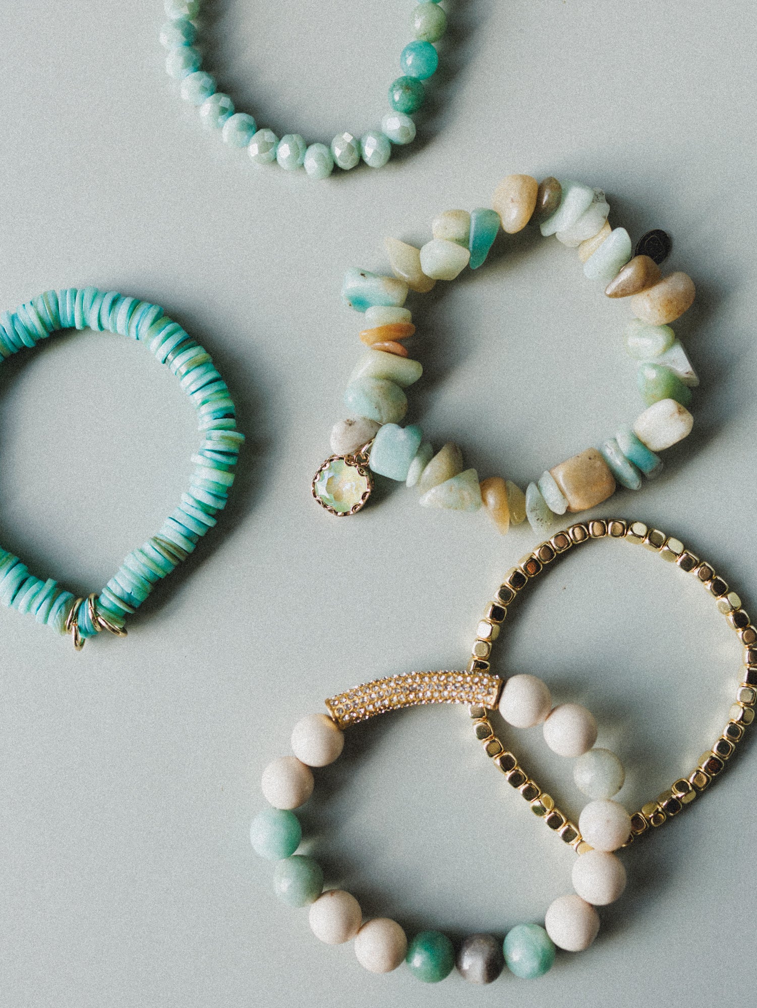 Summer Glow Beaded Bracelets - Aqua - Image 2