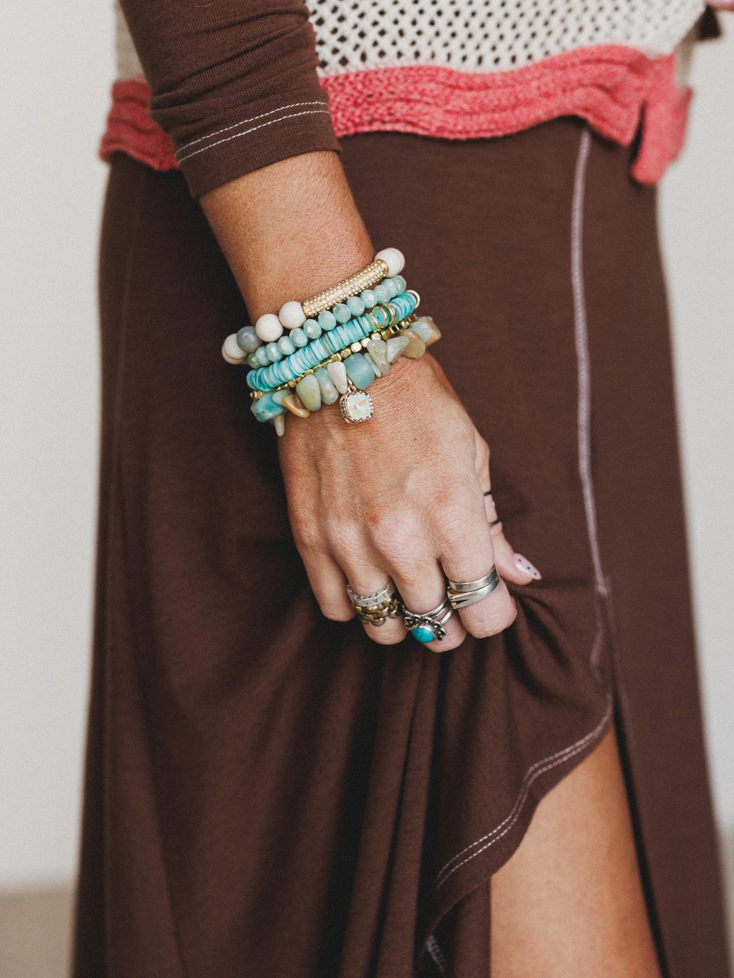 Summer Glow Beaded Bracelets - Aqua - Image 3