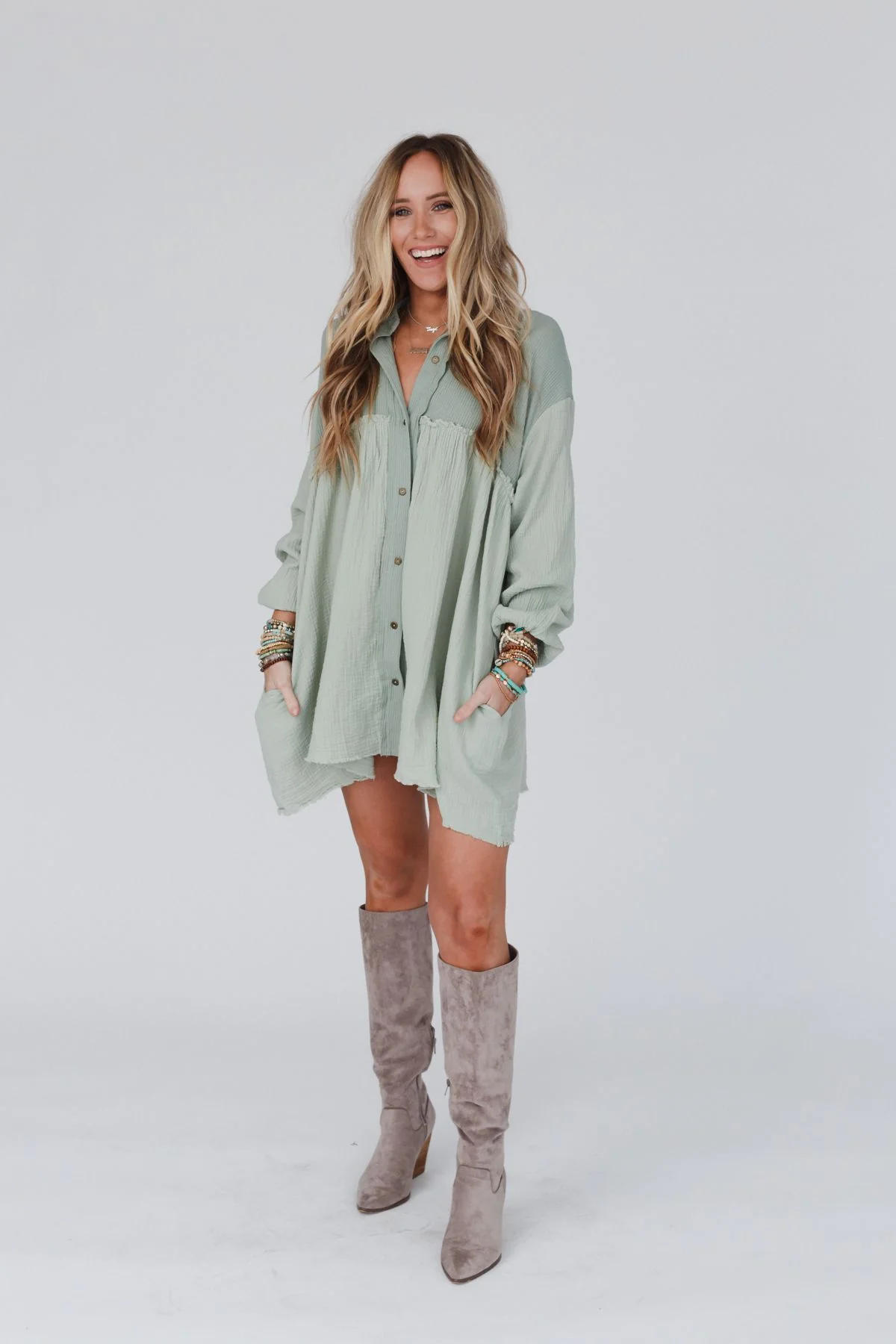 Sunday Kind Of Love Dress - Sage - Image 3