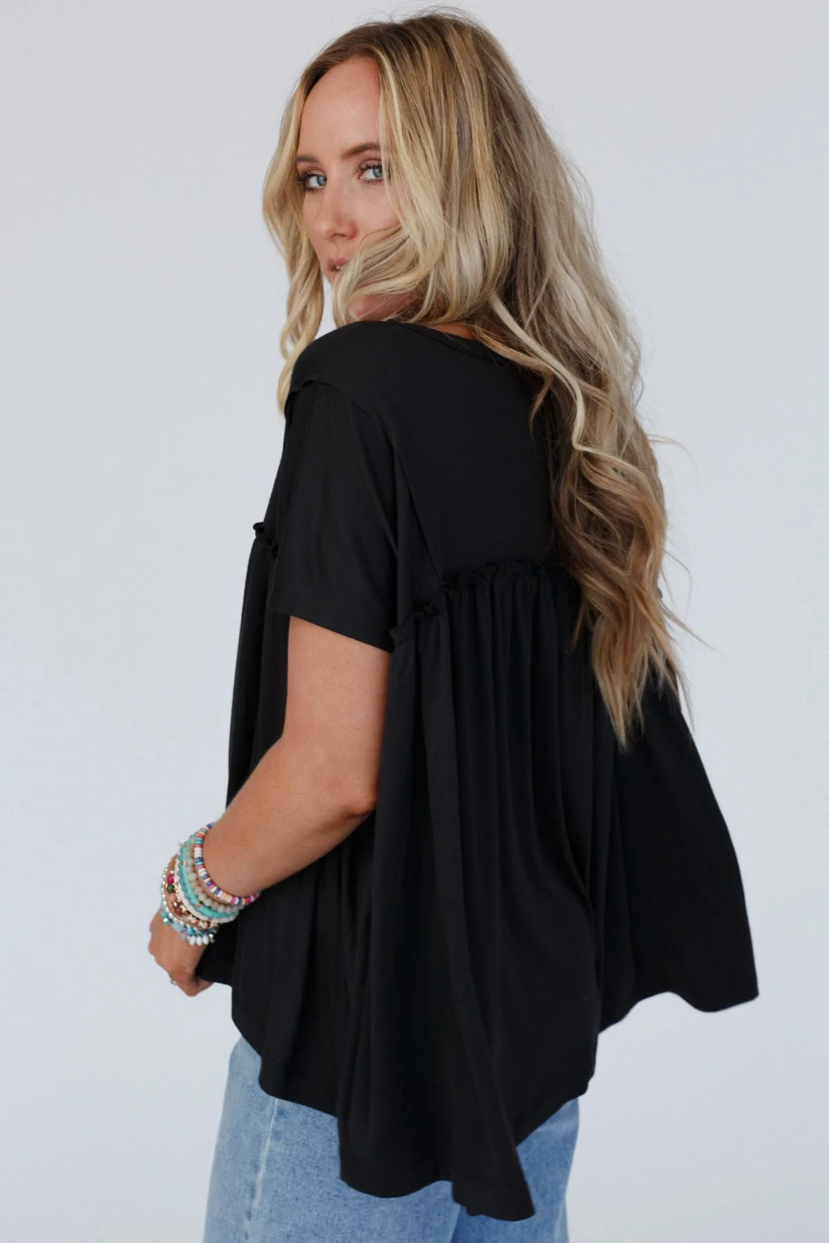 Sunday Morning Babydoll Top - Black - Image 3