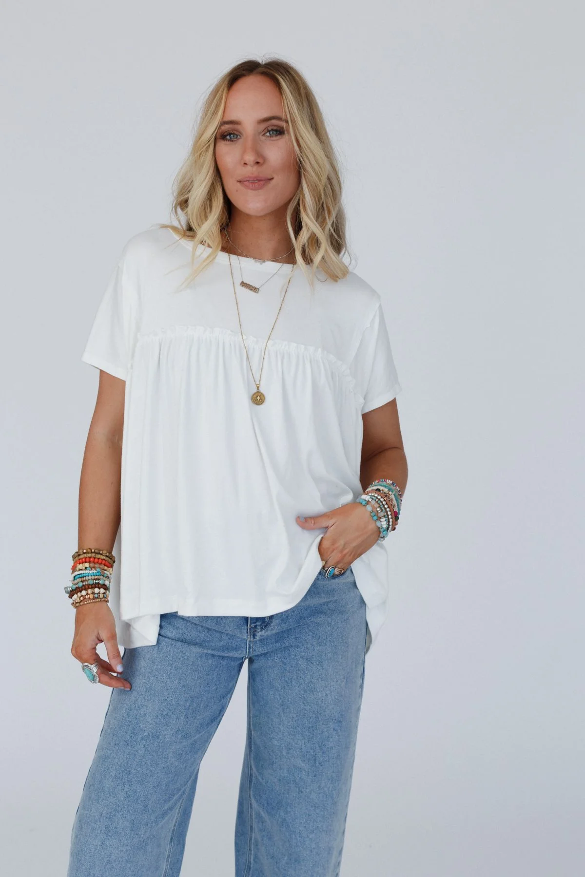 Sunday Morning Babydoll Top - White - Image 7
