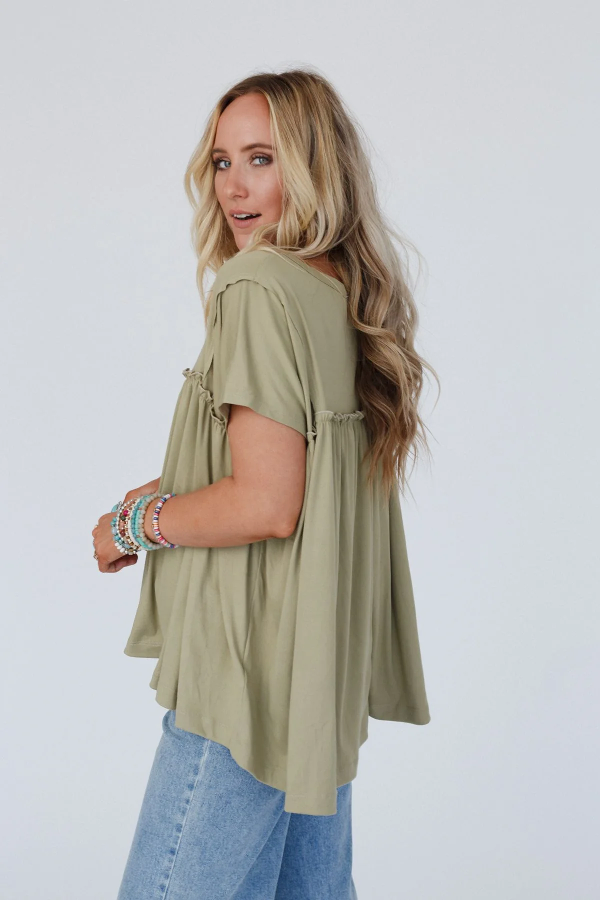 Sunday Morning Babydoll Top - Light Olive - Image 5